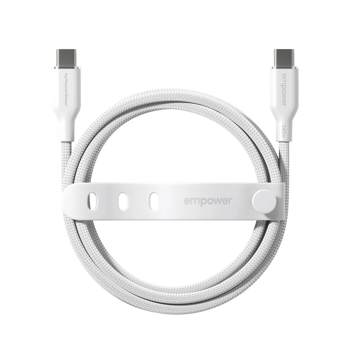 empower™ by PanzerGlass® Racing 240W USB-C to USB-C Cable | USB 2.0 | 2M | Silver White - Image 4