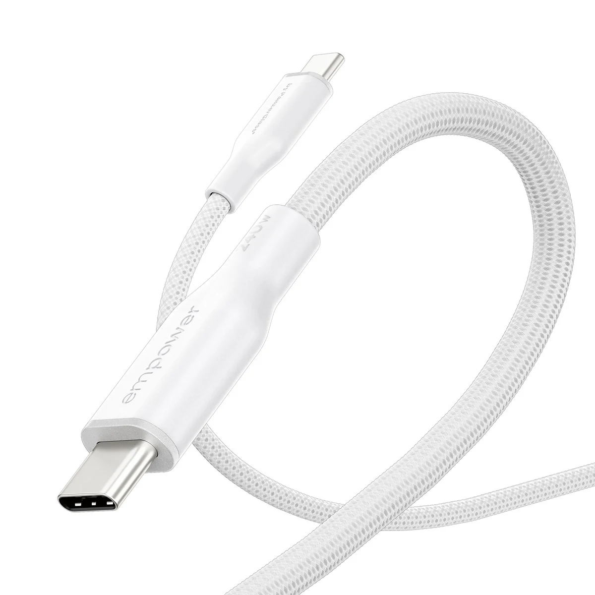 empower™ by PanzerGlass® Racing 240W USB-C to USB-C Cable | USB 2.0 | 2M | Silver White - Image 6