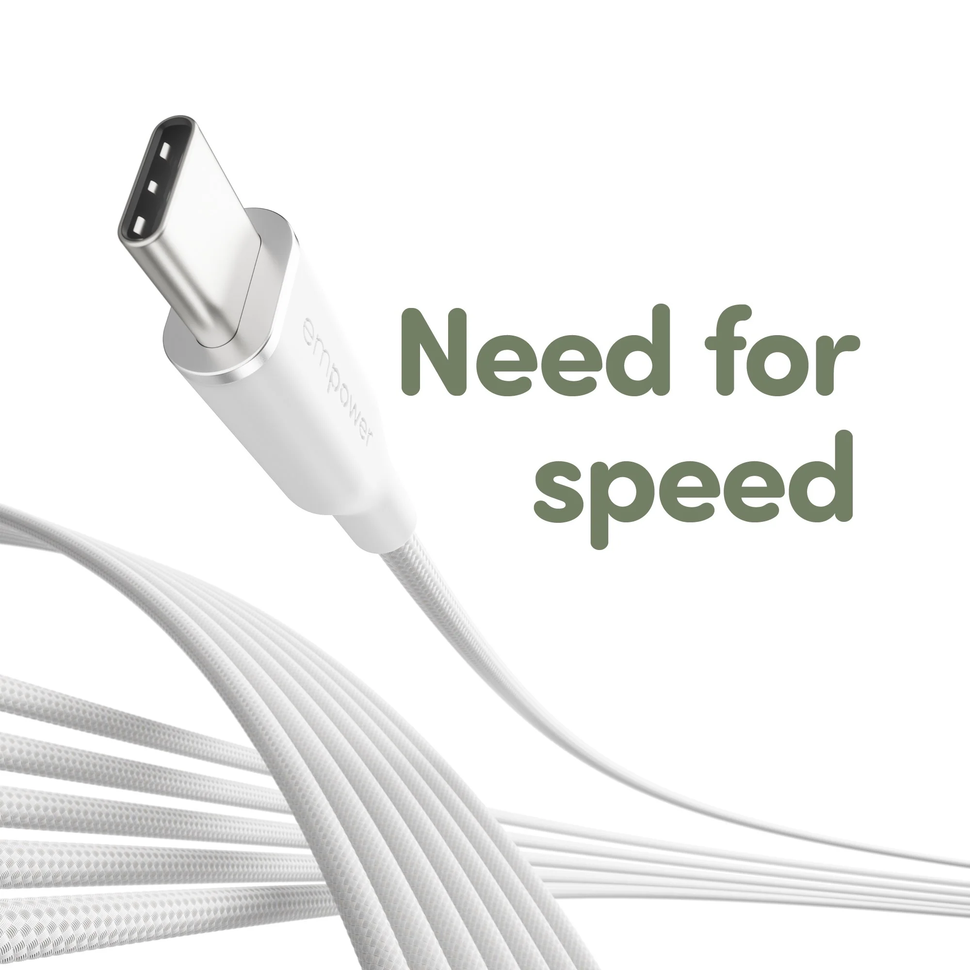 empower™ by PanzerGlass® Racing 60W USB-C to USB-C Cable | USB 2.0 | 1.2M | Silver White - Image 7