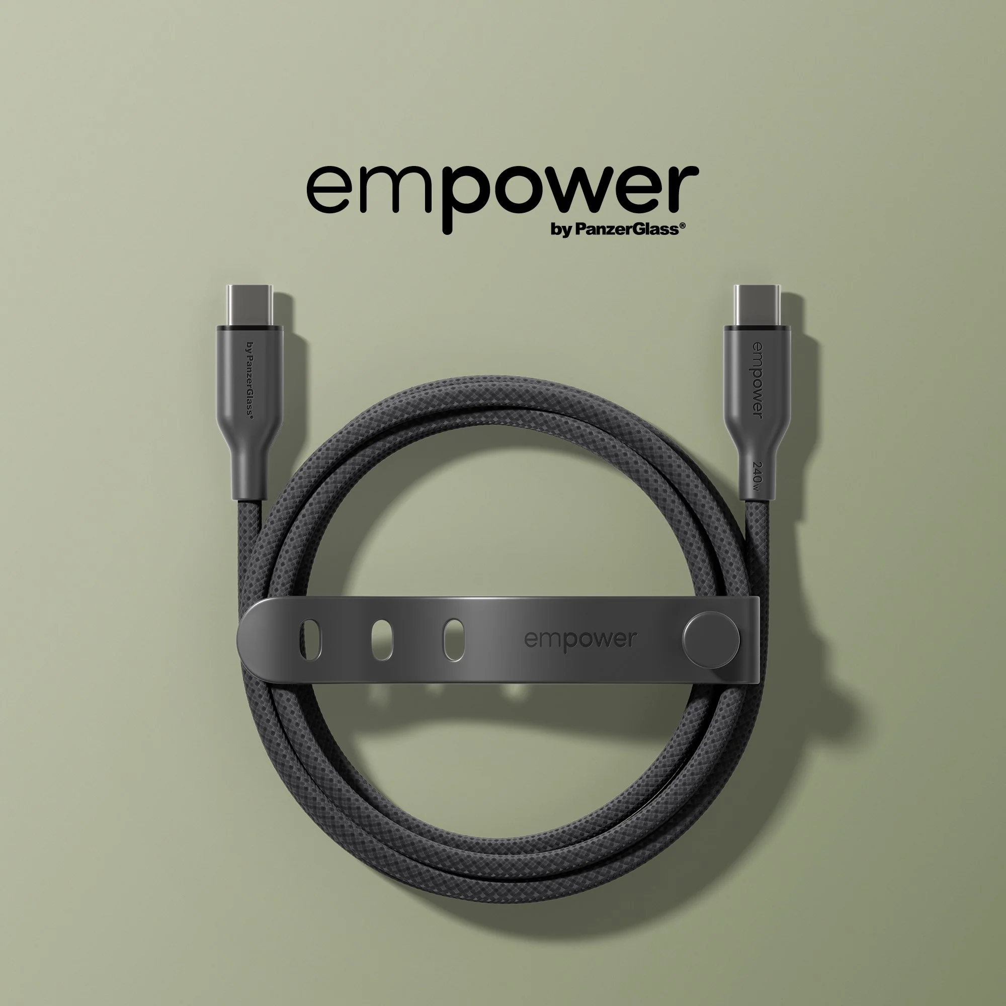 empower™ by PanzerGlass® Racing 60W USB-C to USB-C Cable | USB 2.0 | 1.2M | Space Black - Image 10