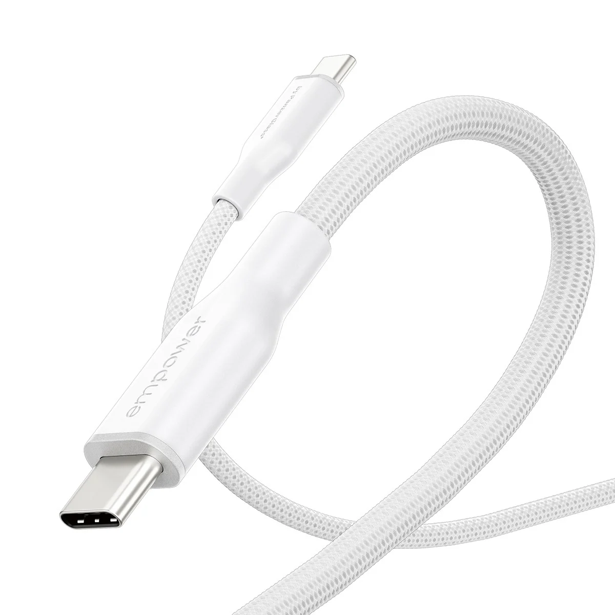empower™ by PanzerGlass® Racing 60W USB-C to USB-C Cable | USB 2.0 | 2M | Silver White - Image 6