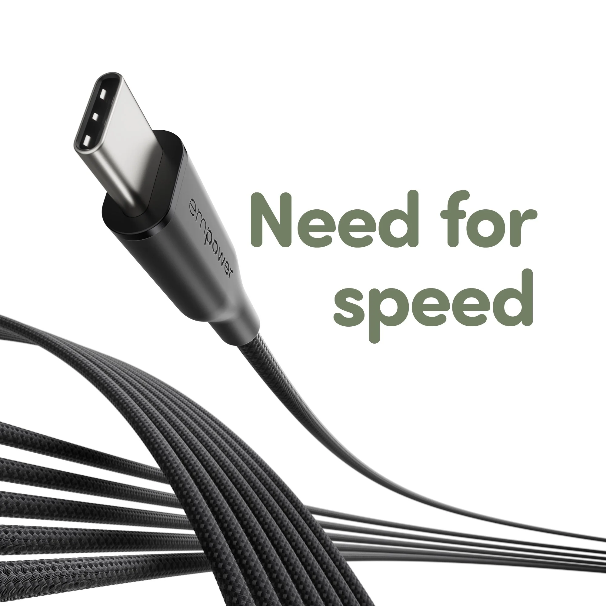 empower™ by PanzerGlass® Racing 60W USB-C to USB-C Cable | USB 2.0 | 2M | Space Black - Image 9