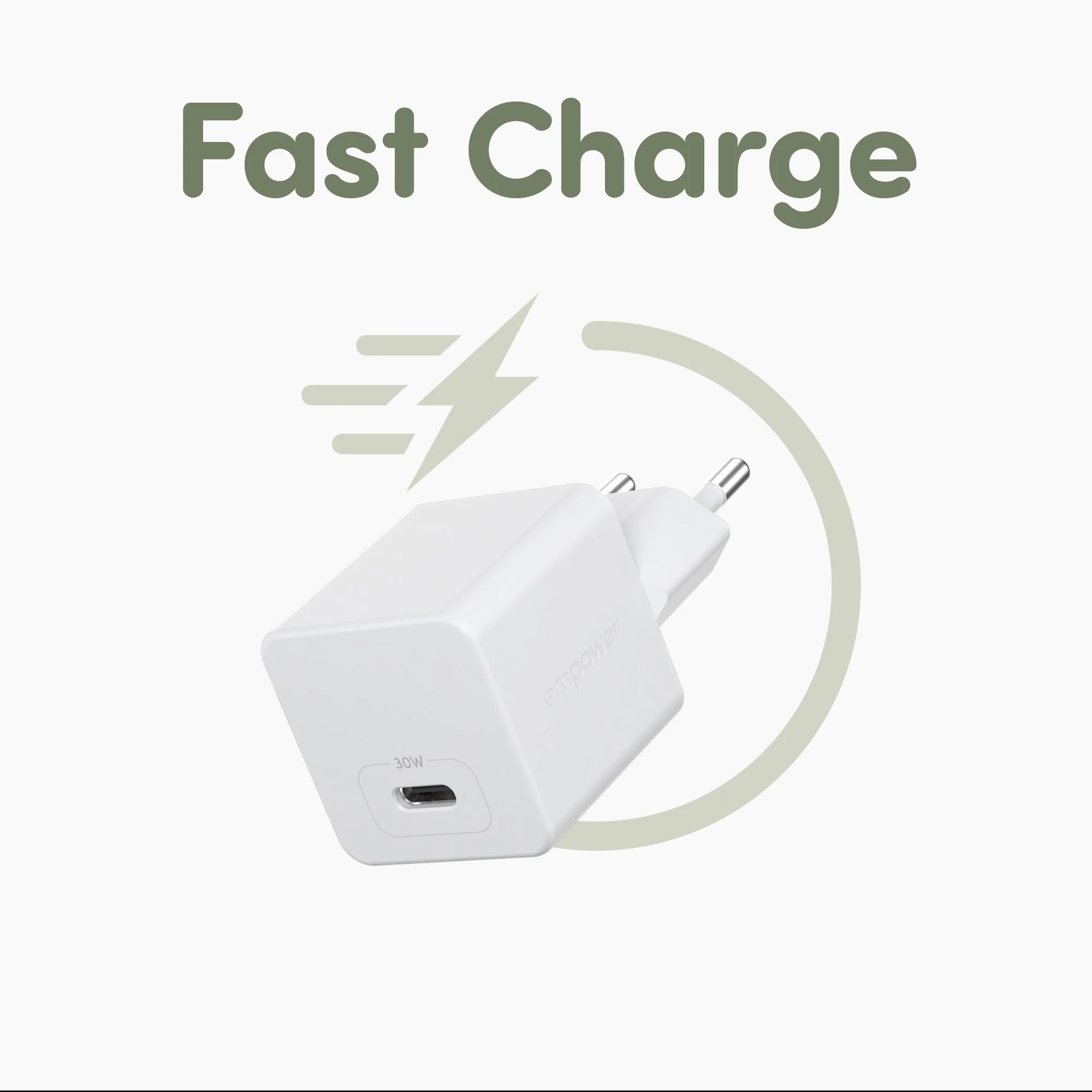 empower™ by PanzerGlass® Turbo 30W Charger Single USB-C | EU Plug | Silver White - Image 9