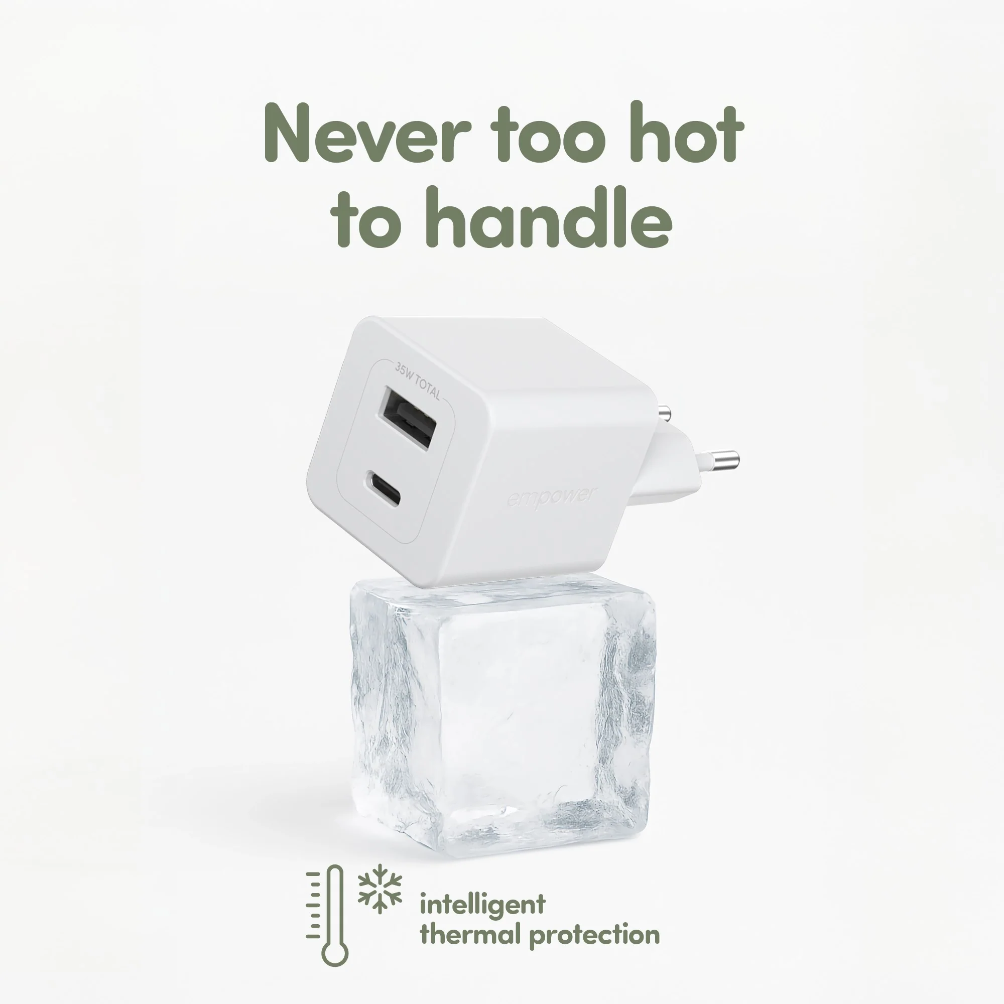 empower™ by PanzerGlass® Turbo 35W Charger incl. USB-C + USB-A | EU Plug | Silver White - Image 10