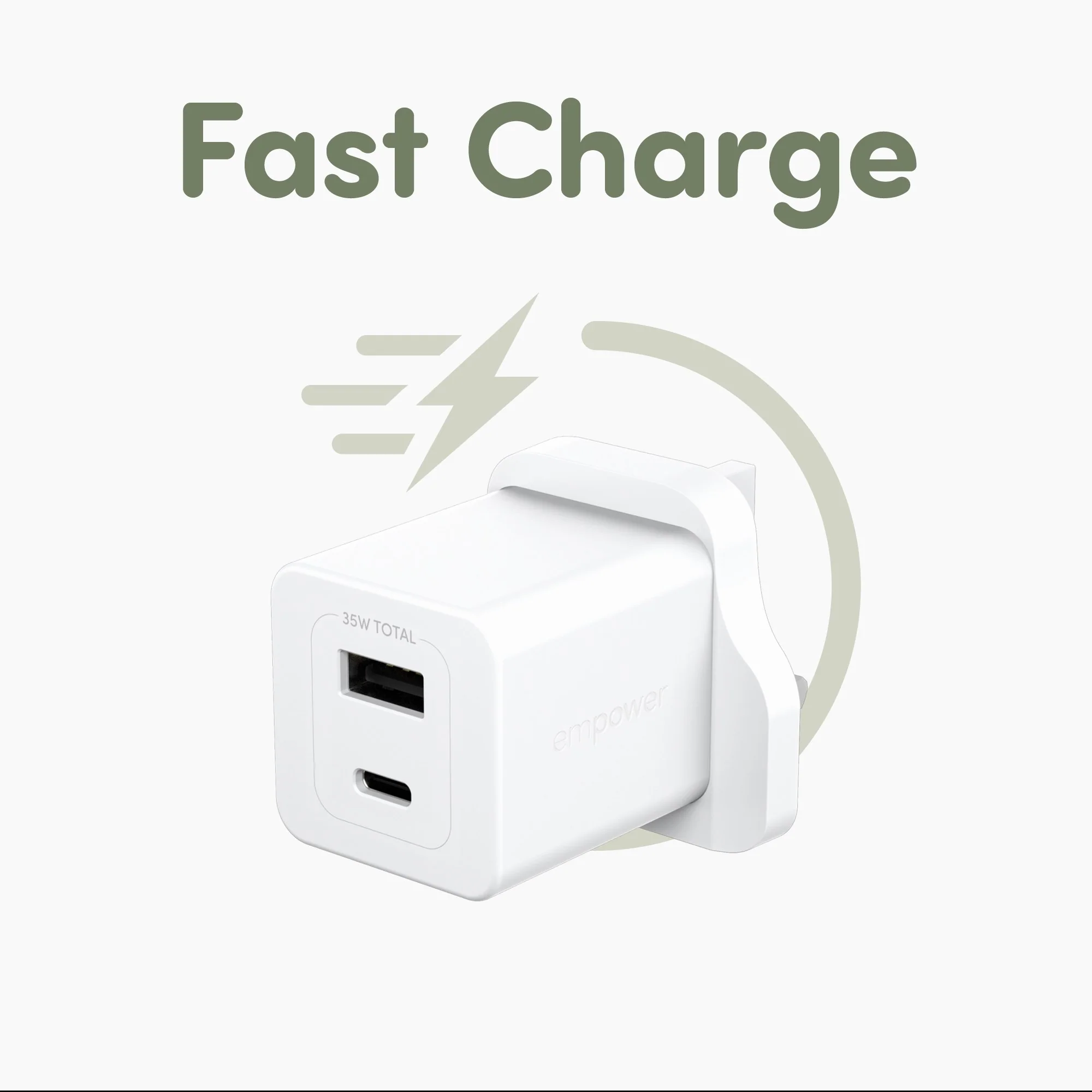 empower™ by PanzerGlass® Turbo 35W Charger incl. USB-C + USB-A | UK Plug| Silver White - Image 8
