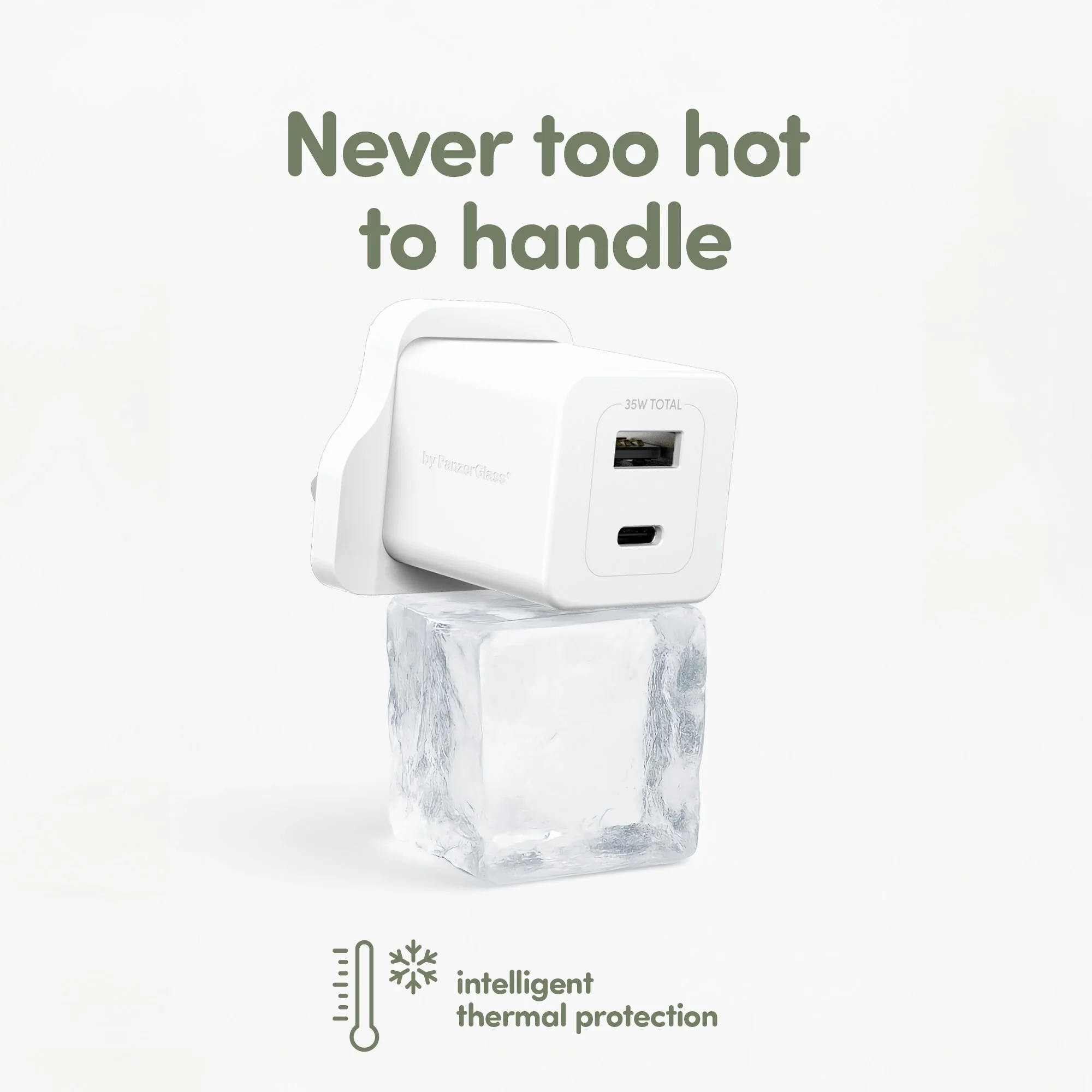 empower™ by PanzerGlass® Turbo 35W Charger incl. USB-C + USB-A | UK Plug| Silver White - Image 9