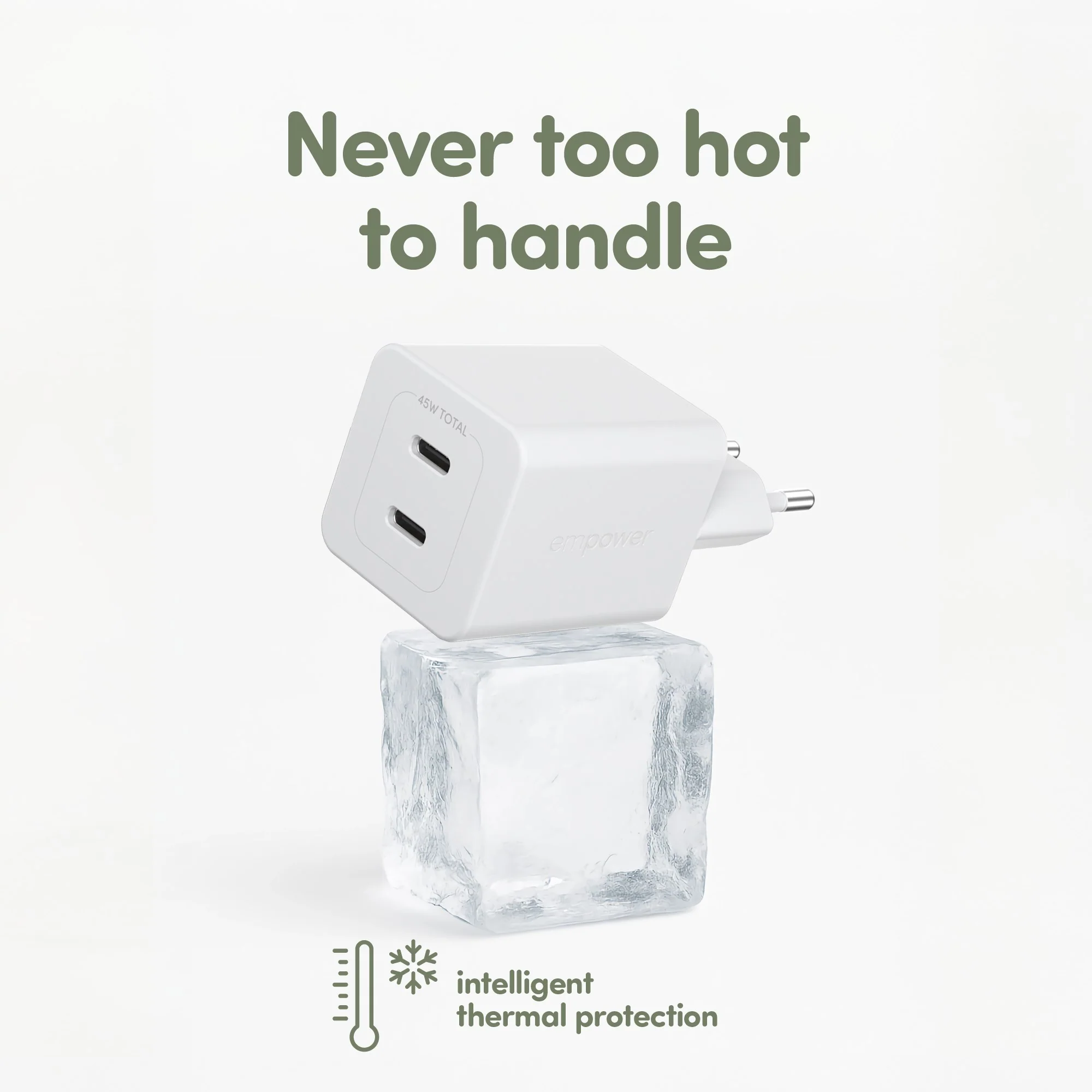 empower™ by PanzerGlass® Turbo 45W Charger incl. 2 x USB-C | EU Plug | Silver White - Image 10
