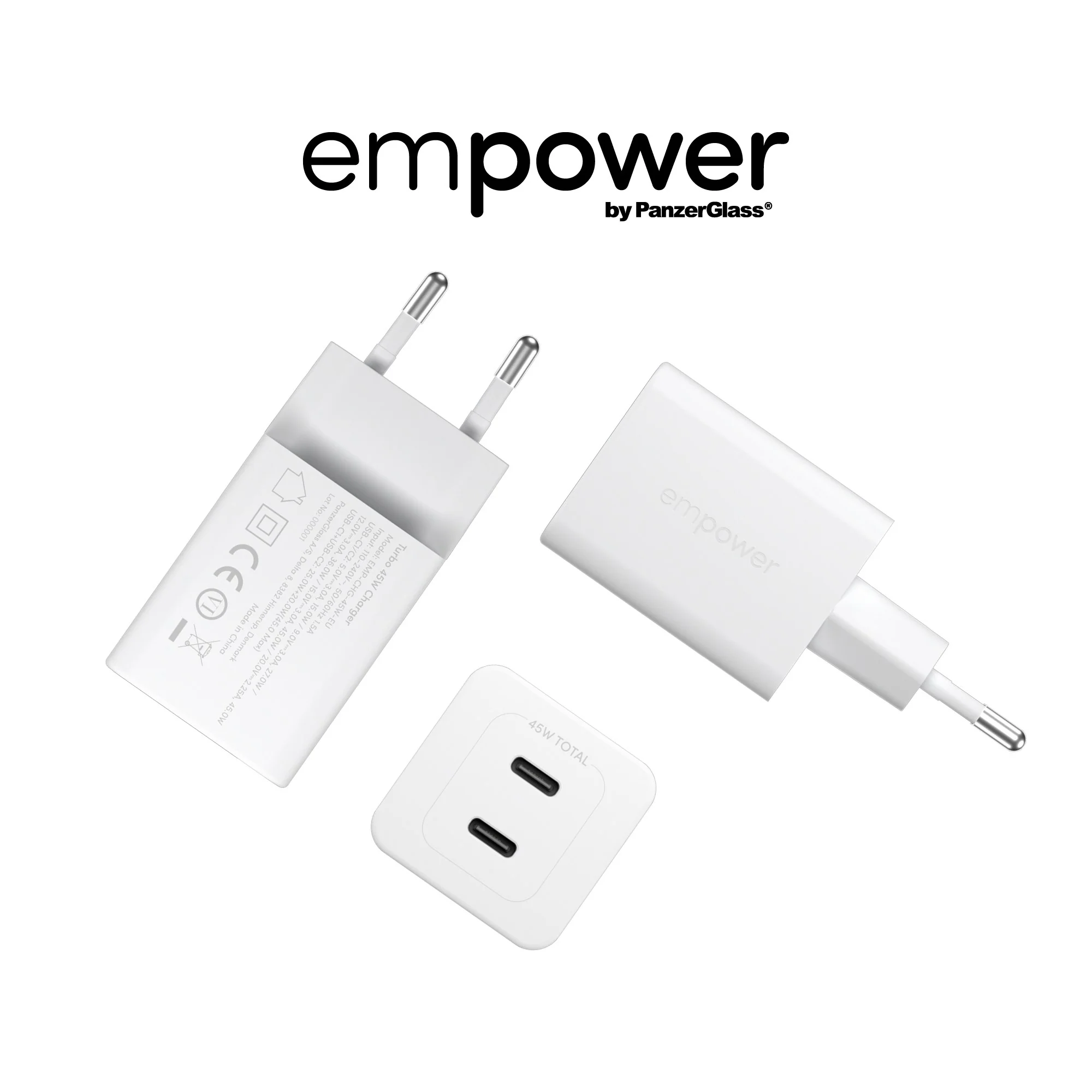 empower™ by PanzerGlass® Turbo 45W Charger incl. 2 x USB-C | EU Plug | Silver White - Image 8