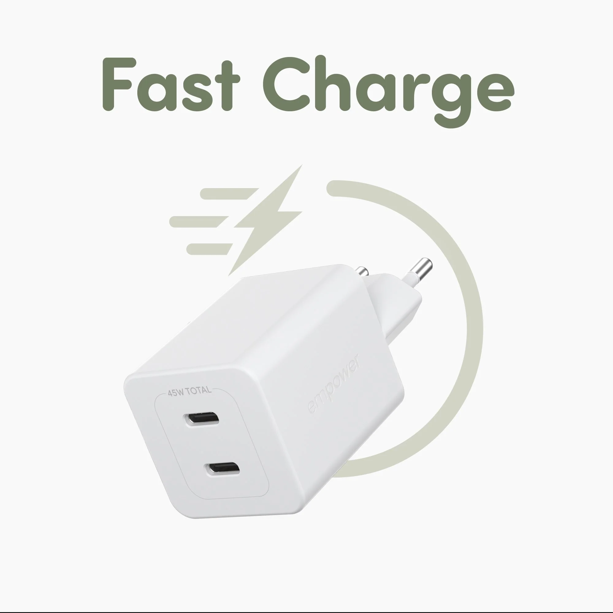 empower™ by PanzerGlass® Turbo 45W Charger incl. 2 x USB-C | EU Plug | Silver White - Image 9