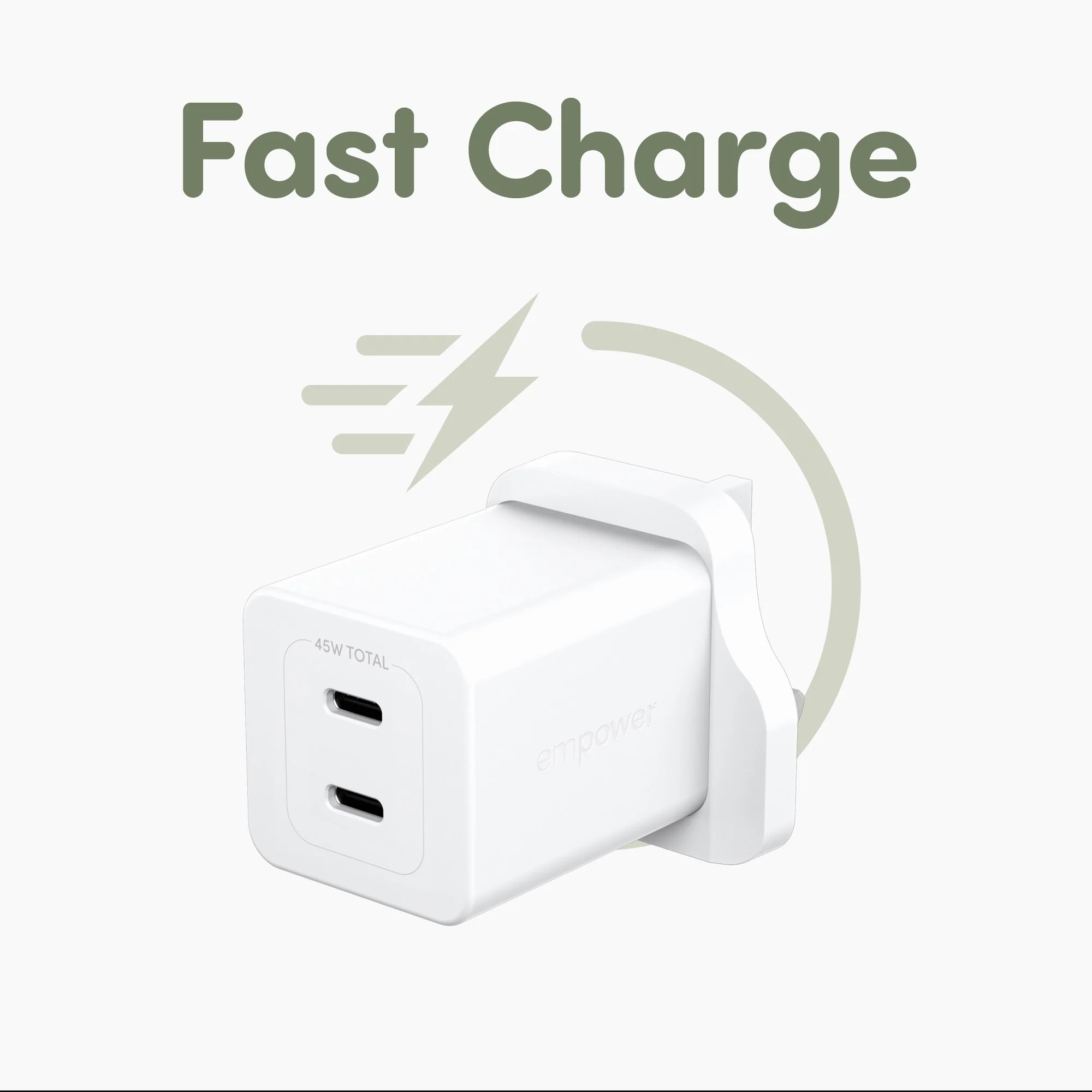 empower™ by PanzerGlass® Turbo 45W Charger incl. 2 x USB-C | UK Plug | Silver White - Image 8