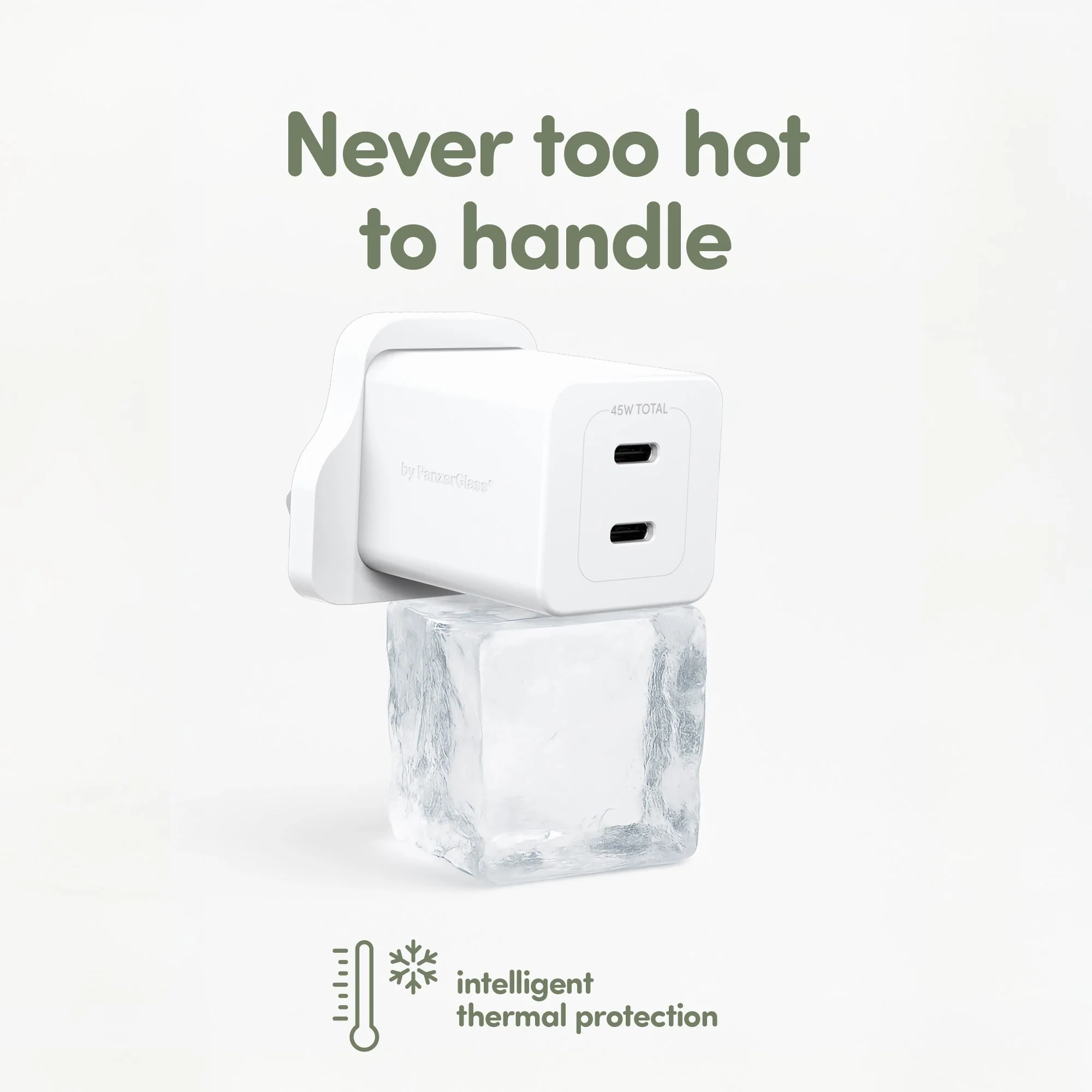 empower™ by PanzerGlass® Turbo 45W Charger incl. 2 x USB-C | UK Plug | Silver White - Image 9