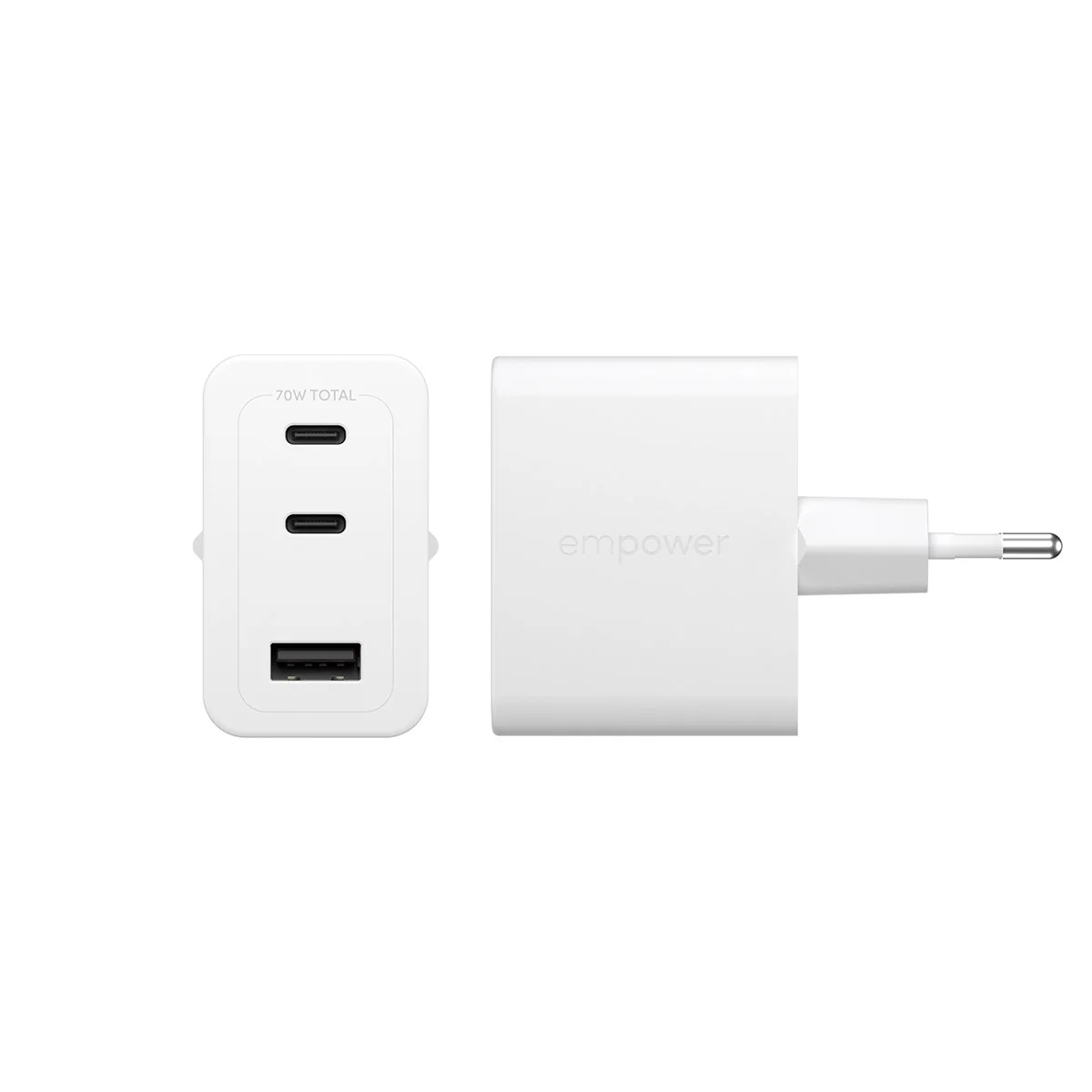 empower™ by PanzerGlass® Turbo 70W Multiple Charger incl. 2 x USB-C + USB-A | EU Plug | Silver White - Image 5