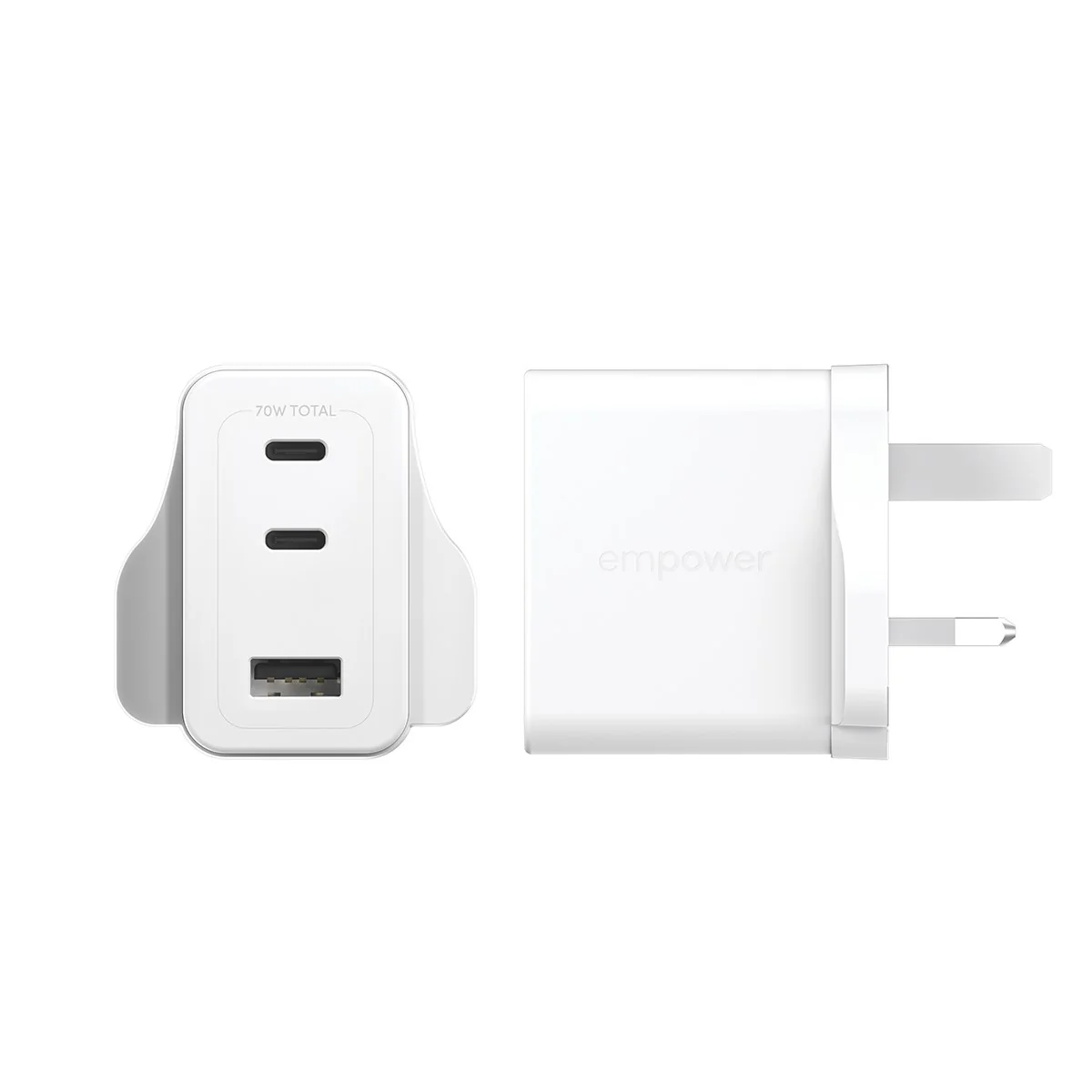 empower™ by PanzerGlass® Turbo 70W Multiple Charger incl. 2 x USB-C + USB-A | UK Plug | Silver White - Image 5