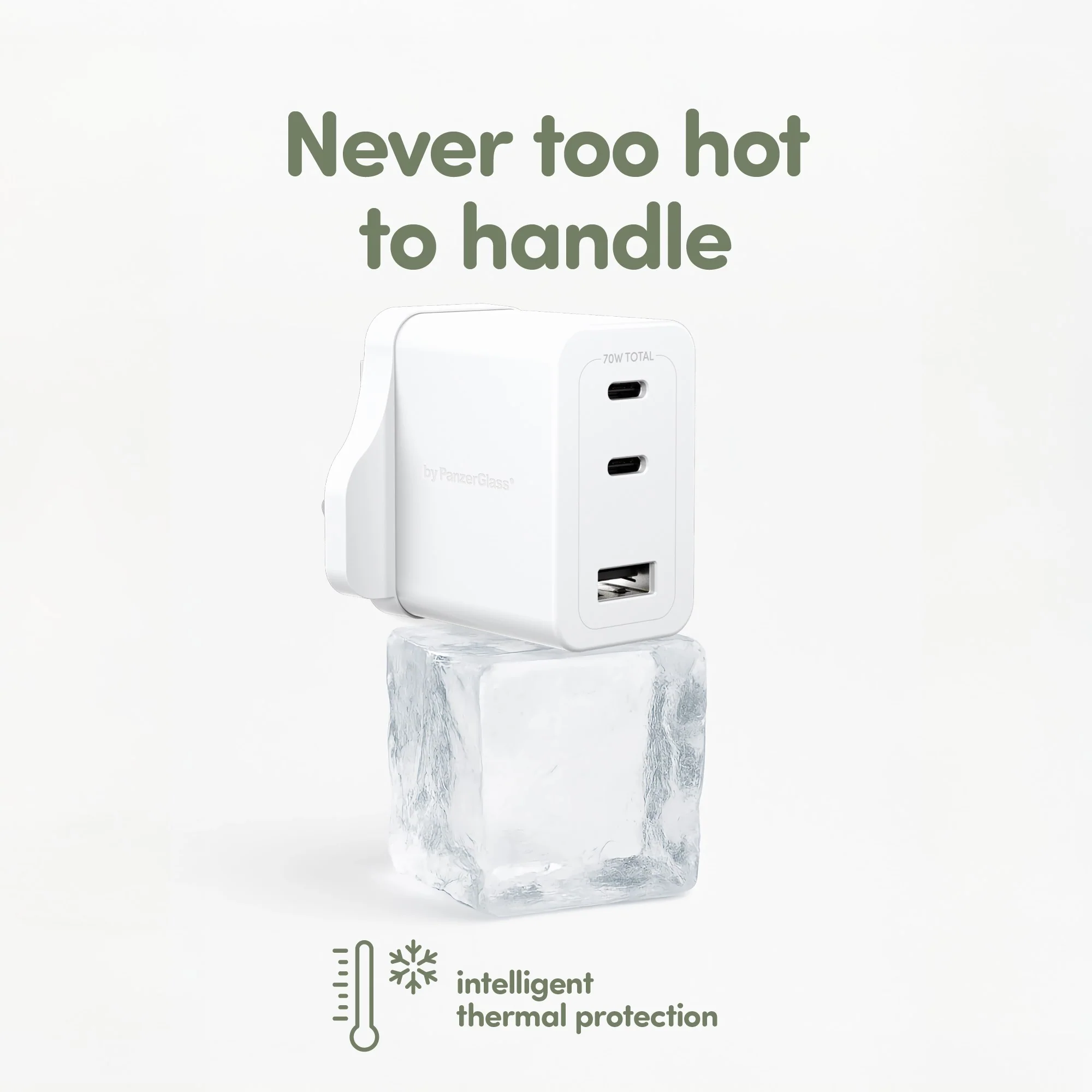 empower™ by PanzerGlass® Turbo 70W Multiple Charger incl. 2 x USB-C + USB-A | UK Plug | Silver White - Image 9