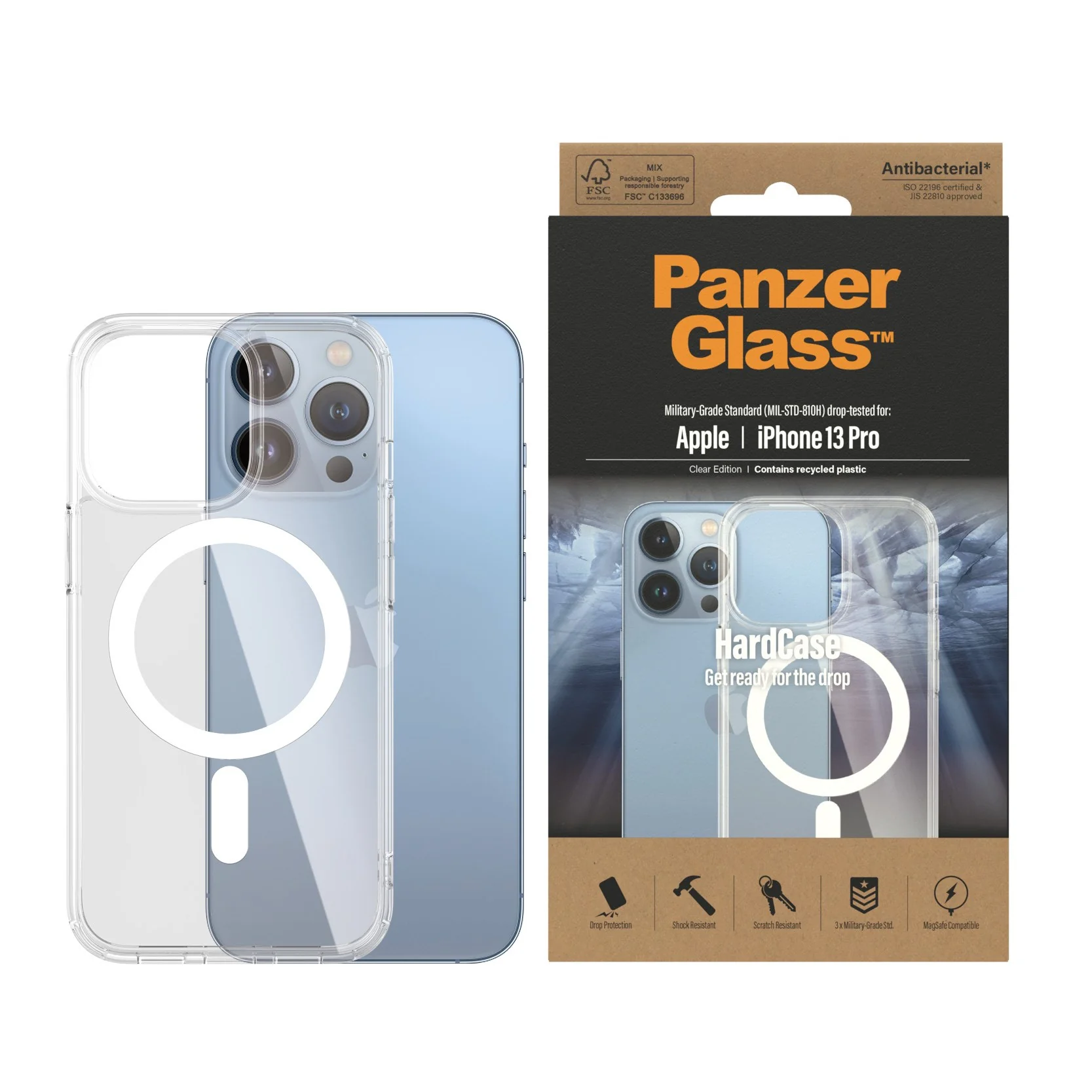 PanzerGlass® HardCase Transparent w. White MagSafe iPhone 13 Pro - Image 2