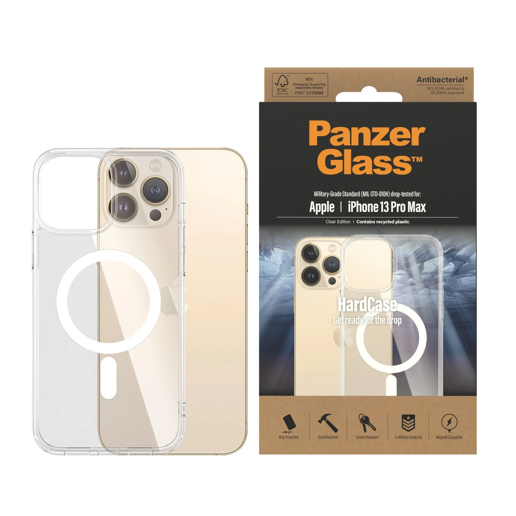 PanzerGlass® HardCase Transparent w. White MagSafe iPhone 13 Pro Max - Image 2