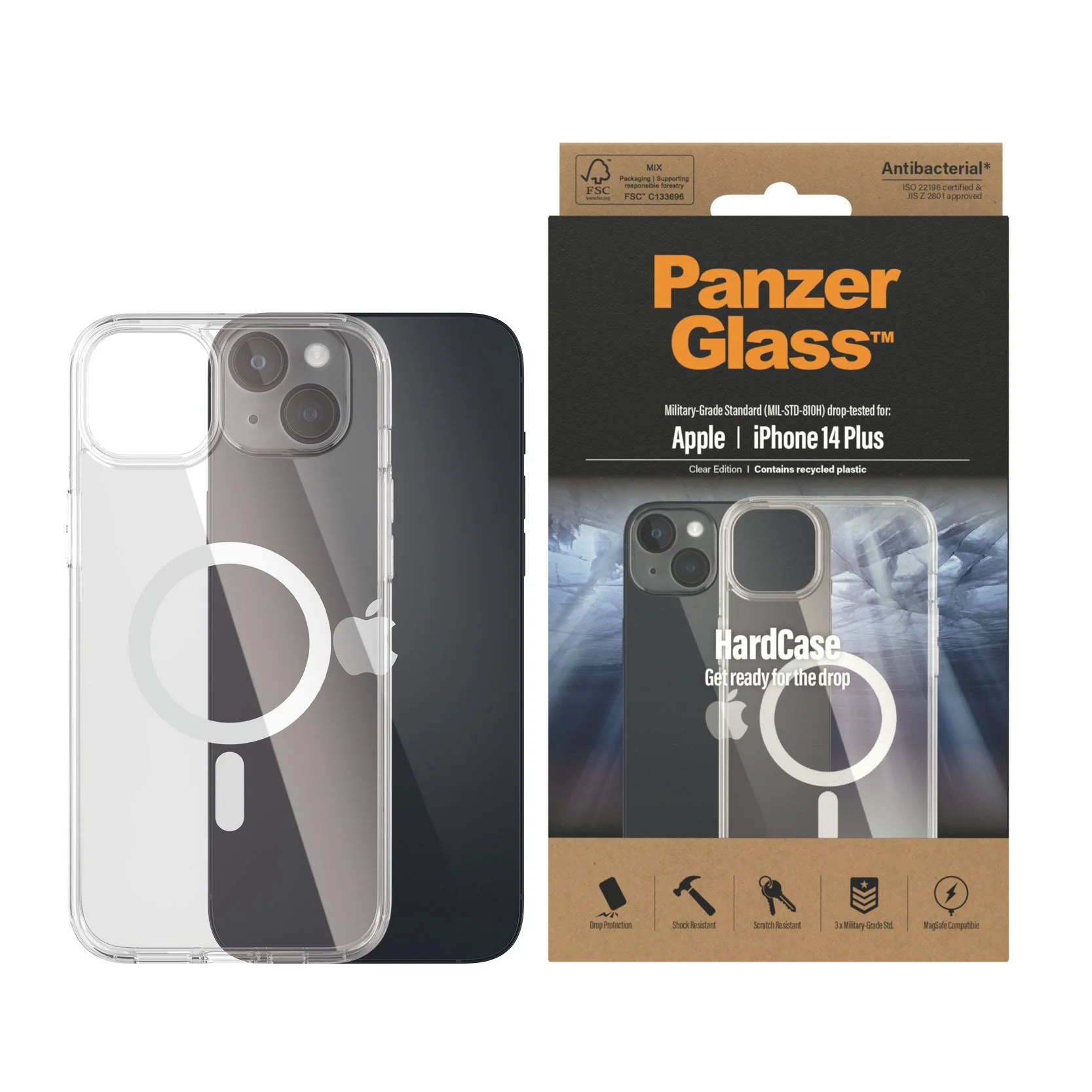 PanzerGlass® HardCase Transparent w. White MagSafe iPhone 14 Plus - Image 2