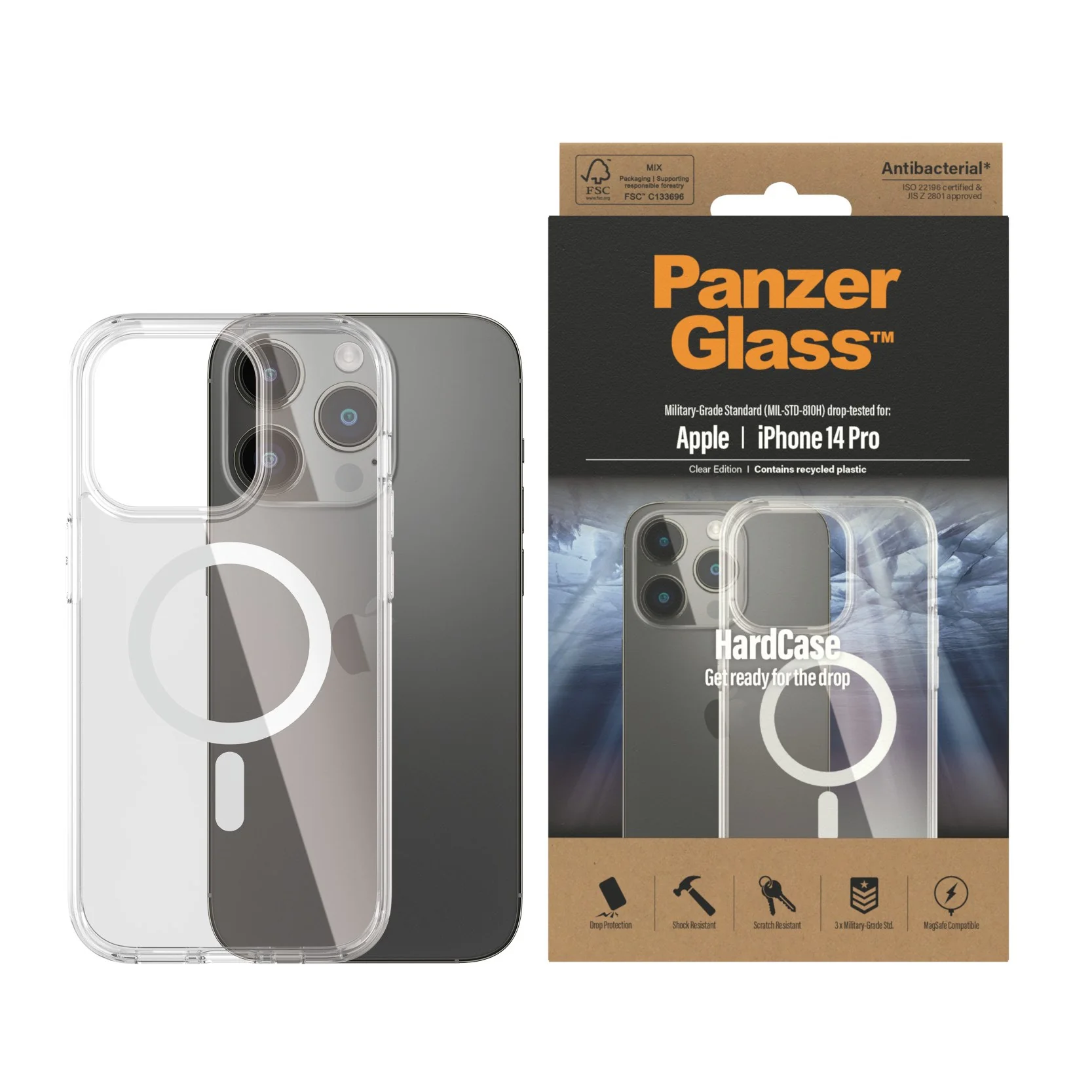 PanzerGlass® HardCase Transparent w. White MagSafe iPhone 14 Pro - Image 2