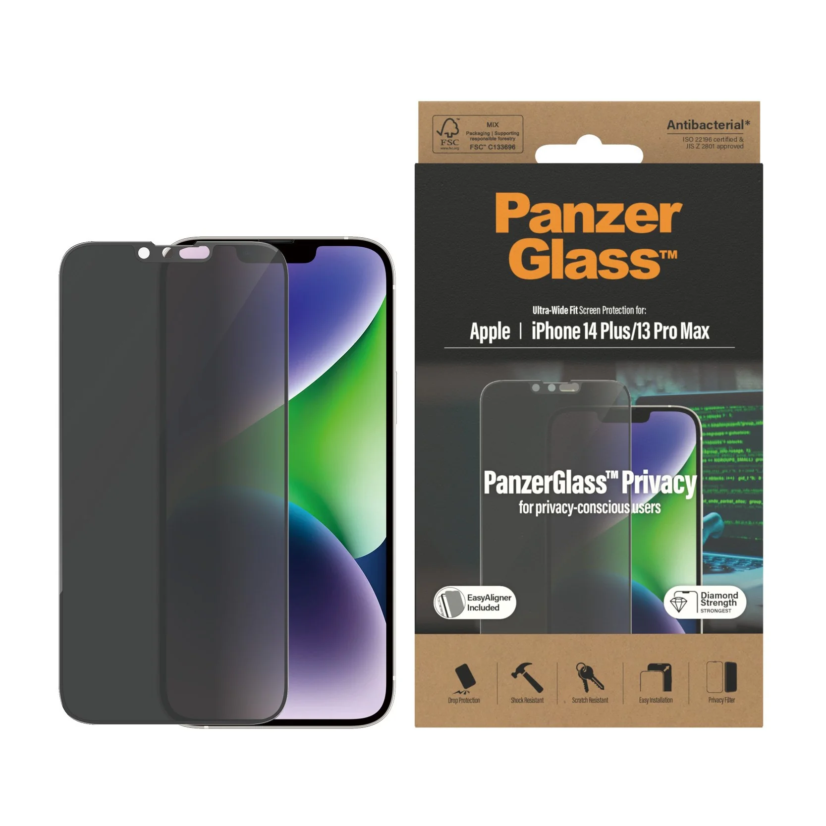 PanzerGlass® Privacy Screen Protector iPhone 14 Plus | 13 Pro Max | Ultra-Wide Fit w. EasyAligner - Image 2