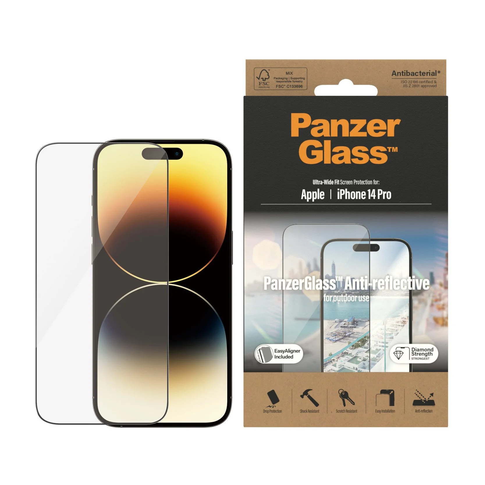 PanzerGlass® Anti-Reflective Screen Protector iPhone 14 Pro | Ultra-Wide Fit w. EasyAligner - Image 2