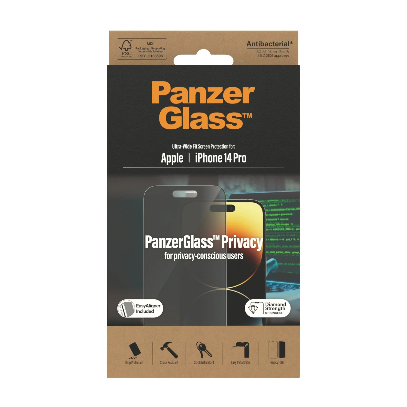PanzerGlass® Privacy Screen Protector iPhone 14 Pro | Ultra-Wide Fit w. EasyAligner - Image 3