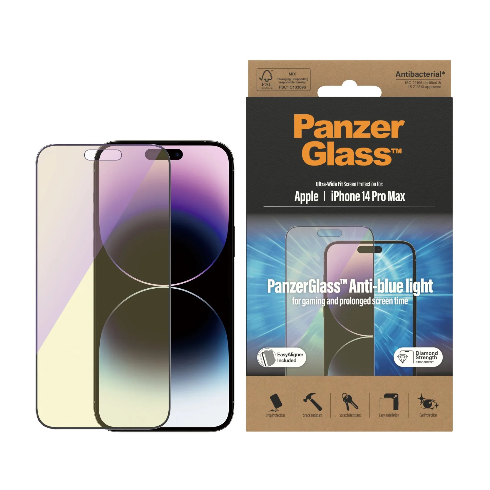 PanzerGlass® Anti-blue light Screen Protector iPhone 14 Pro Max | Ultra-Wide Fit w. EasyAligner - Image 2