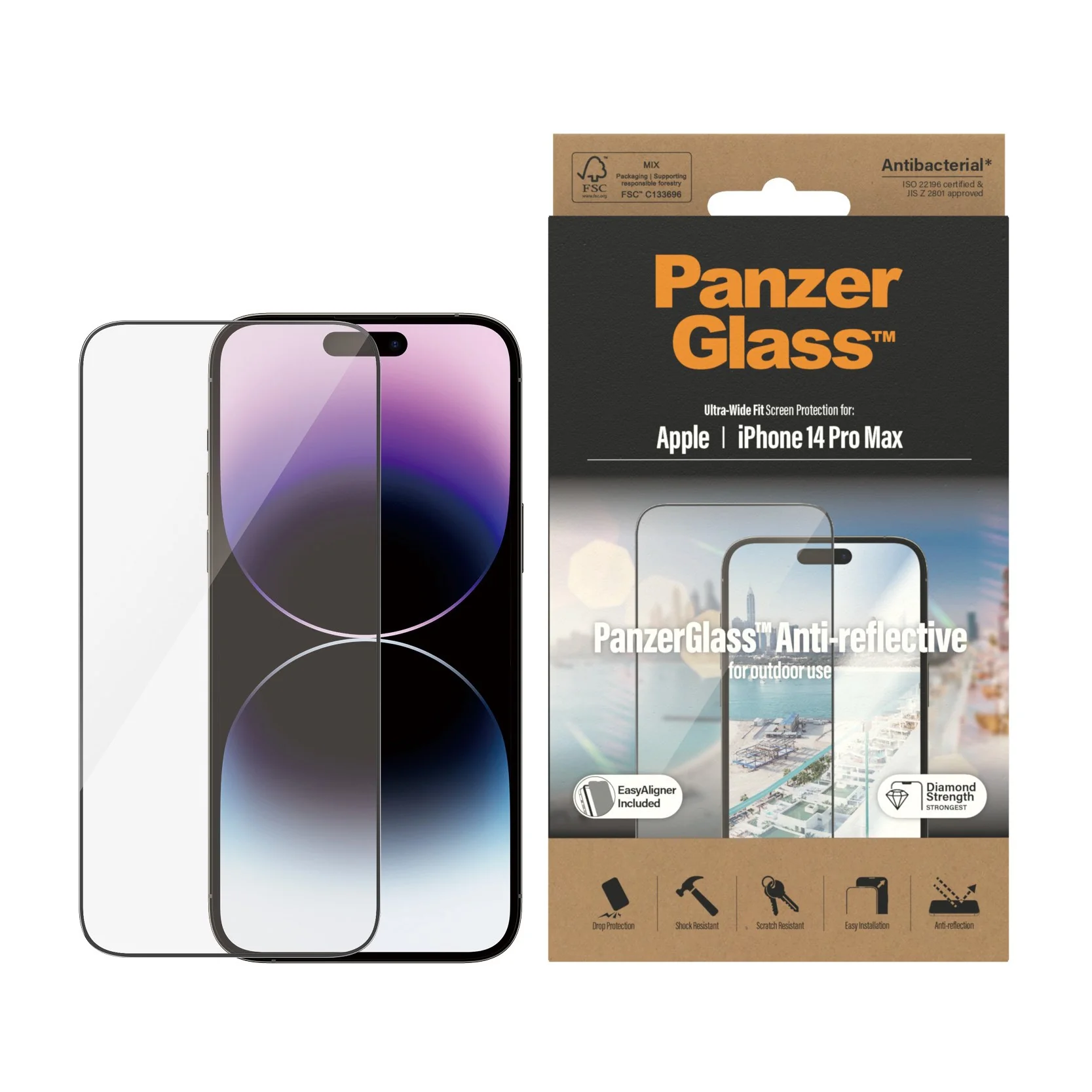 PanzerGlass® Anti-Reflective Screen Protector iPhone 14 Pro Max | Ultra-Wide Fit w. EasyAligner - Image 2