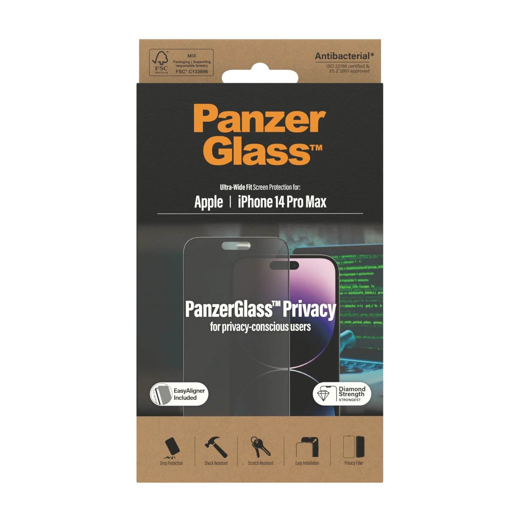 PanzerGlass® Privacy Screen Protector iPhone 14 Pro Max | Ultra-Wide Fit w. EasyAligner - Image 3