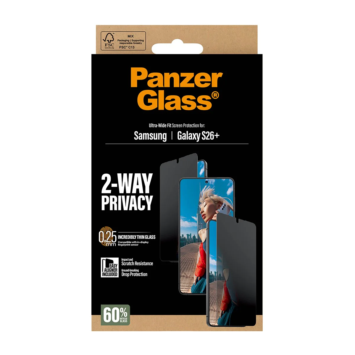 PanzerGlass® 2-Way Privacy Screen Protector Samsung Galaxy S26+ | Ultra-Wide Fit w. EasyAligner - Image 3