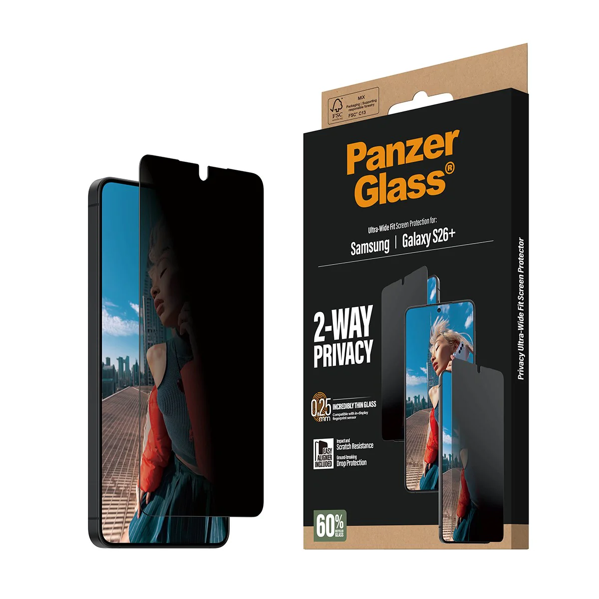 PanzerGlass® 2-Way Privacy Screen Protector Samsung Galaxy S26+ | Ultra-Wide Fit w. EasyAligner - Image 7
