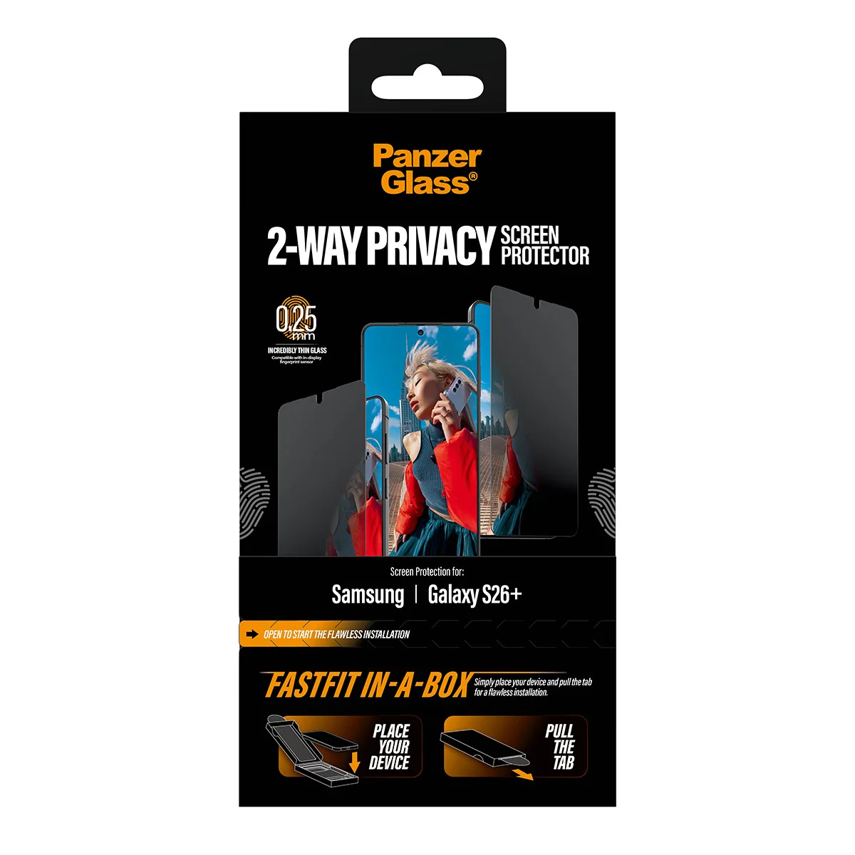 PanzerGlass® 2-Way Privacy Screen Protector Samsung Galaxy S26+ | Ultra-Wide Fit w. FASTFIT IN-A-BOX - Image 3