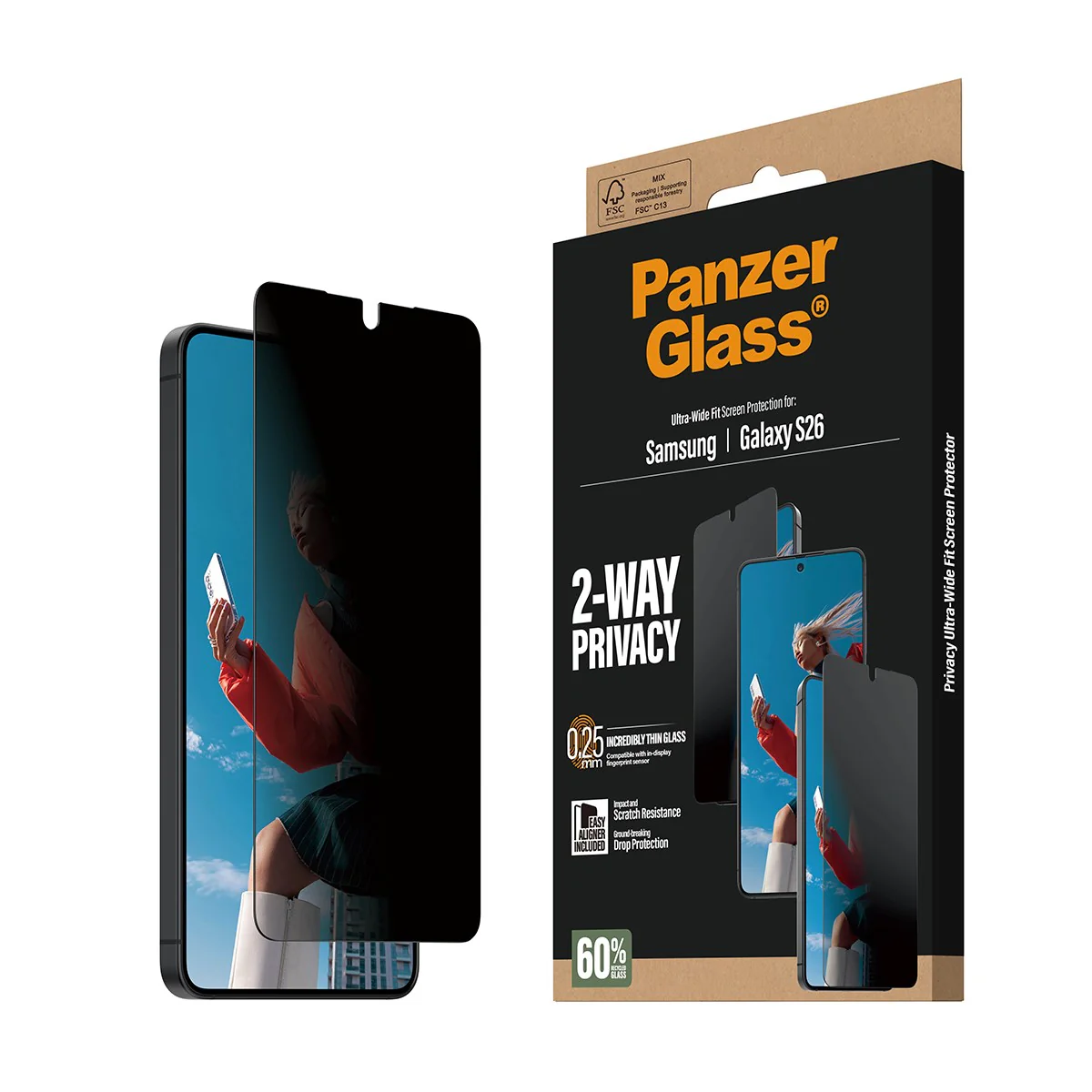 PanzerGlass® 2-Way Privacy Screen Protector Samsung Galaxy S26 | Ultra-Wide Fit w. EasyAligner - Image 7