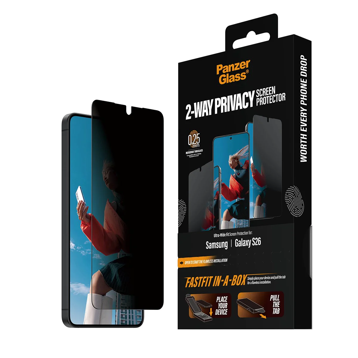 PanzerGlass® 2-Way Privacy Screen Protector Samsung Galaxy S26 | Ultra-Wide Fit w. FASTFIT IN-A-BOX - Image 7