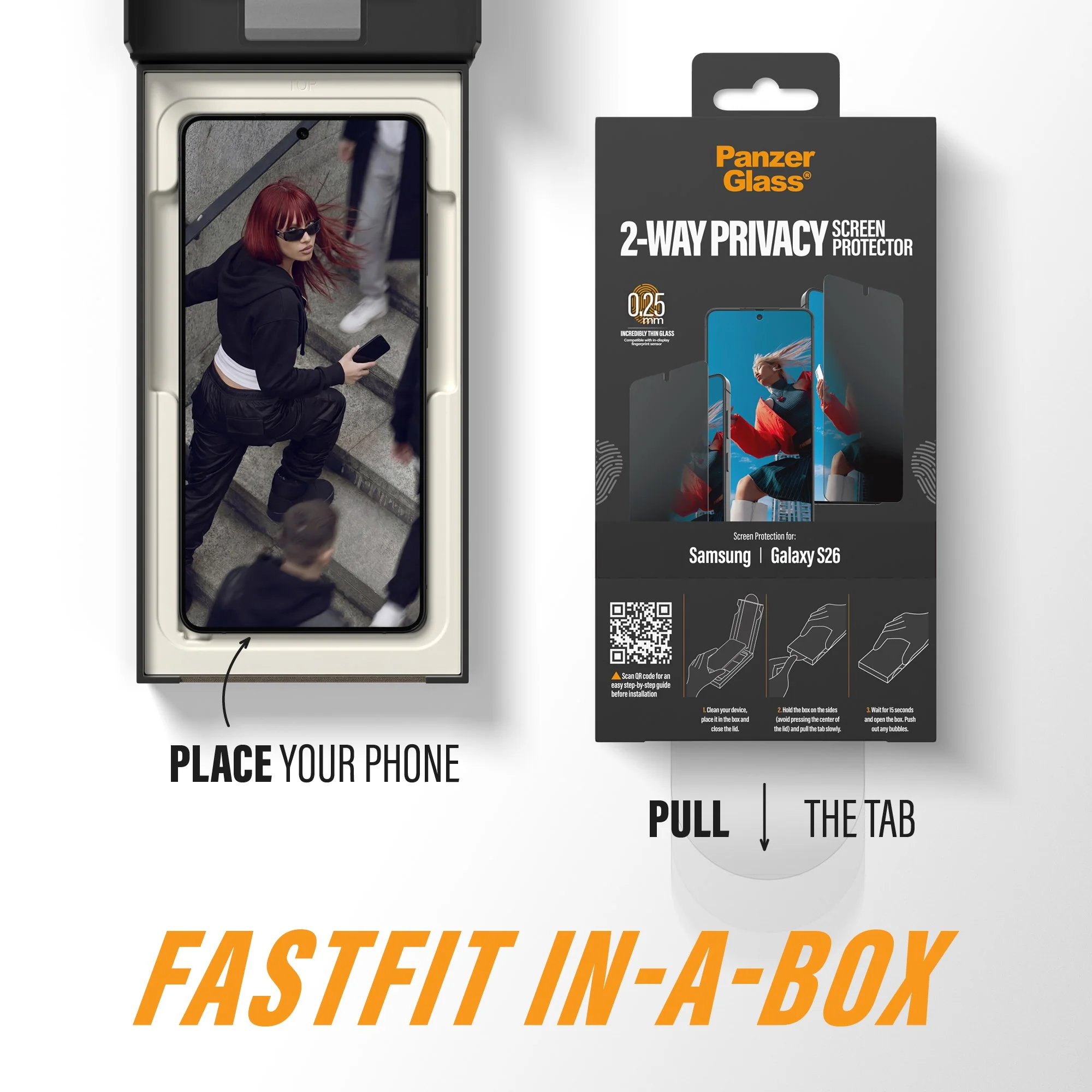 PanzerGlass® 2-Way Privacy Screen Protector Samsung Galaxy S26 | Ultra-Wide Fit w. FASTFIT IN-A-BOX - Image 8