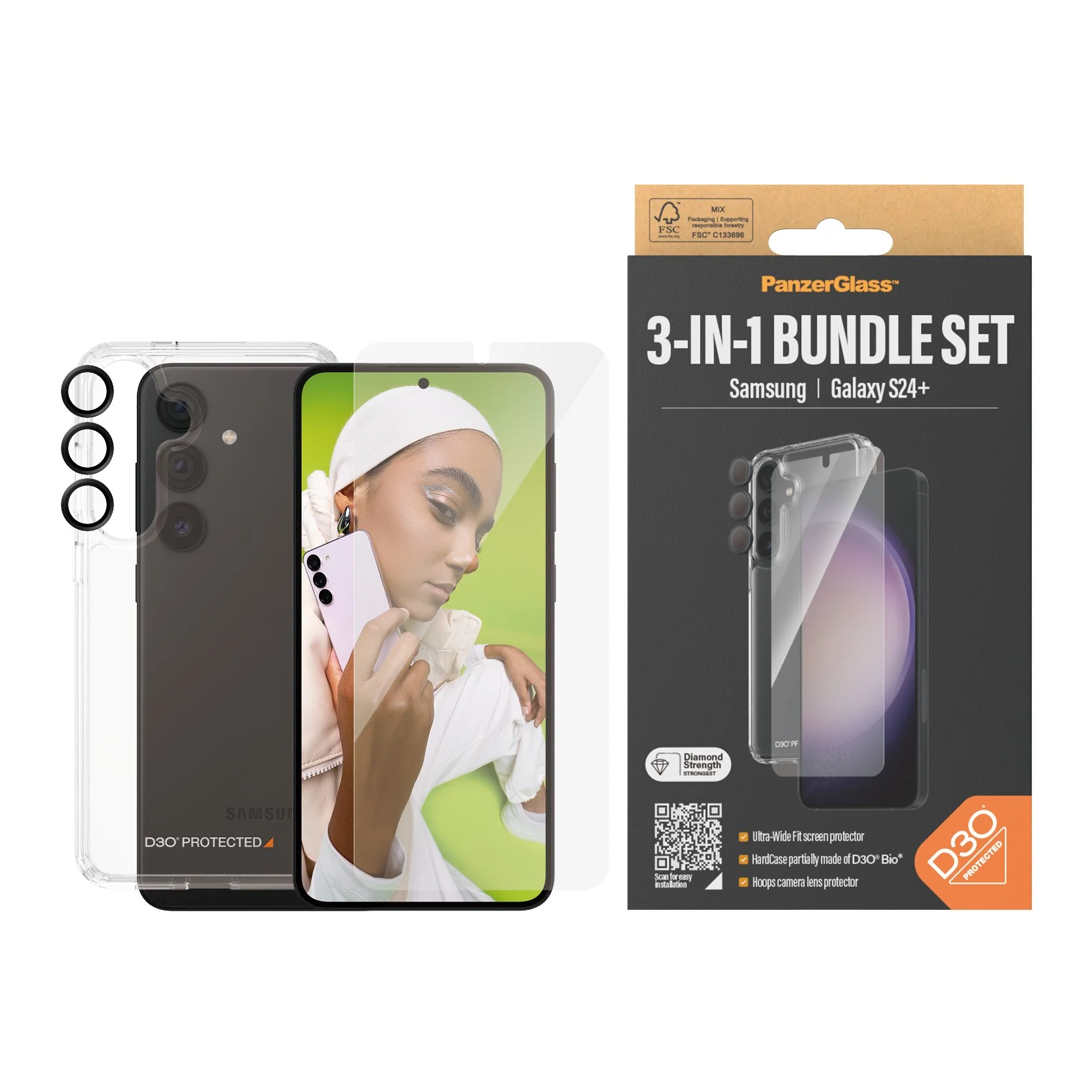 PanzerGlass® 3-in-1 Protection Bundle Samsung Galaxy S24+ | Ultra-Wide Fit w. EasyAligner - Image 2