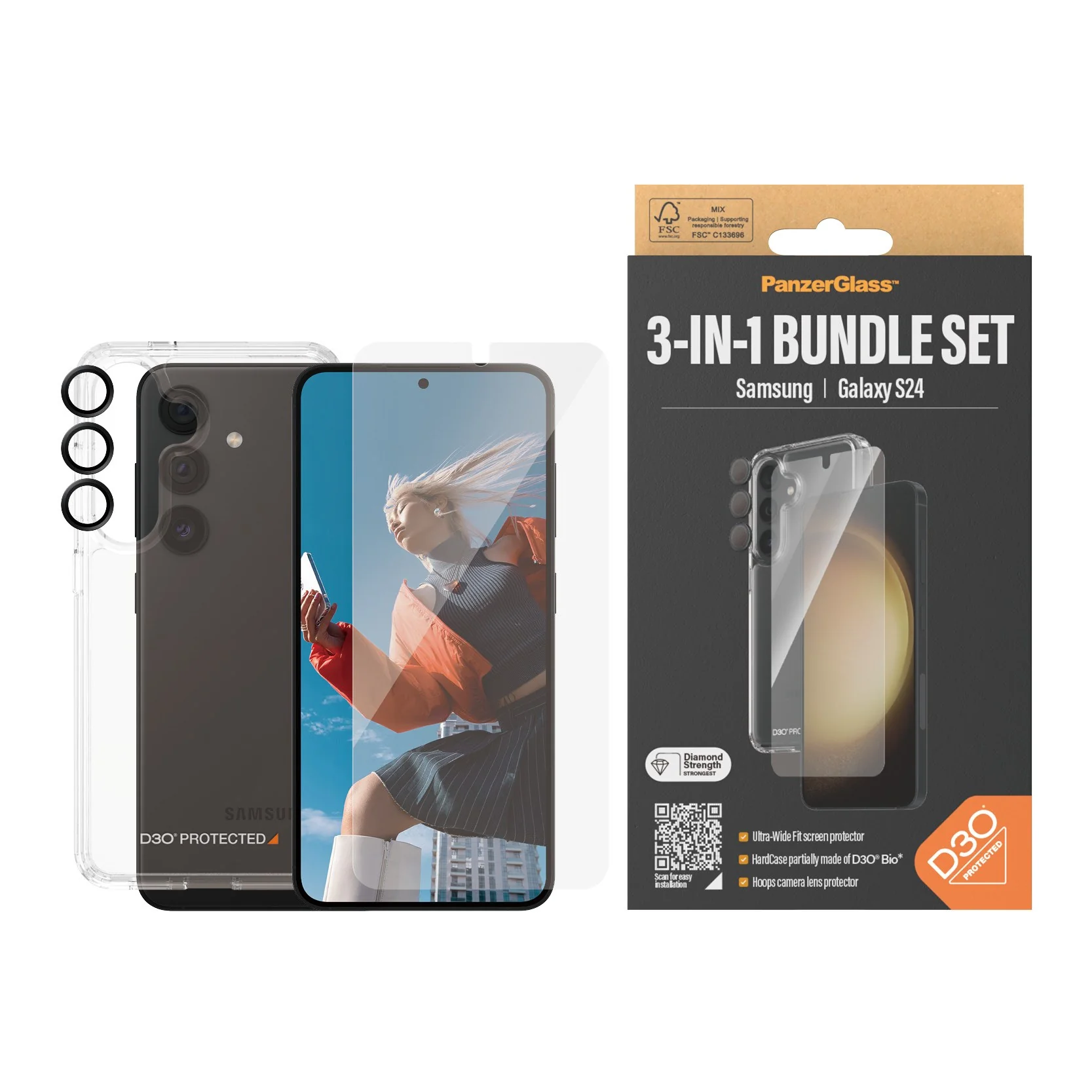 PanzerGlass® 3-in-1 Protection Bundle Samsung Galaxy S24 | Ultra-Wide Fit w. EasyAligner - Image 2