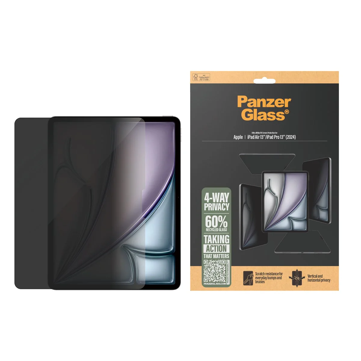 PanzerGlass® 4-Way Privacy Screen Protector iPad Air 13" (2024-2025) | iPad 13" Pro (2024-2025) | Ultra-Wide Fit - Image 2