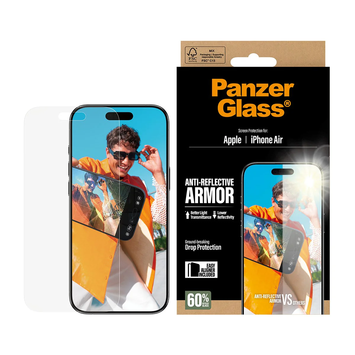 PanzerGlass® Anti-Reflective Armor Screen Protector iPhone Air w. EasyAligner - Image 2
