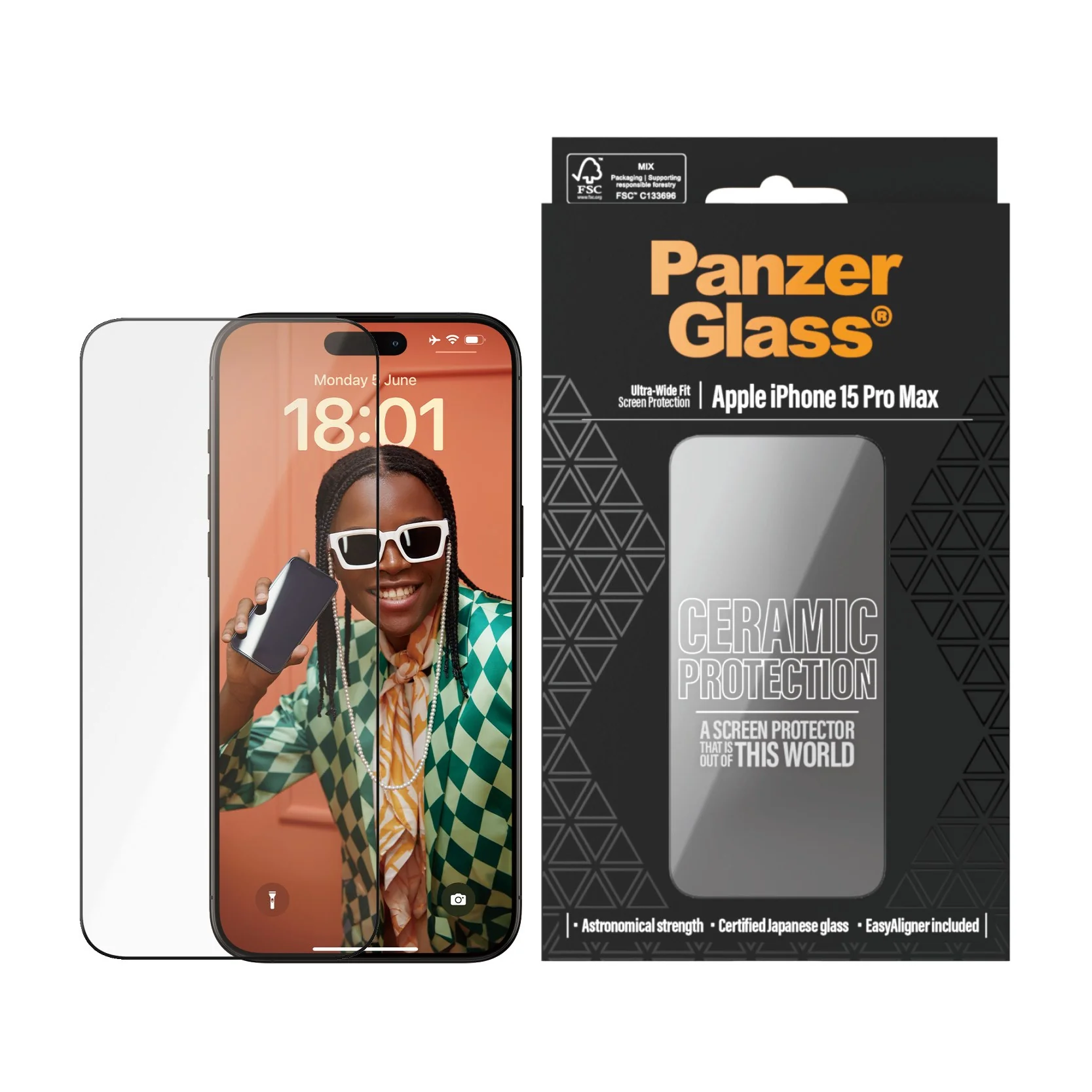 PanzerGlass® Ceramic Protection for iPhone 15 Pro Max | Ultra-Wide Fit w. EasyAligner - Image 2