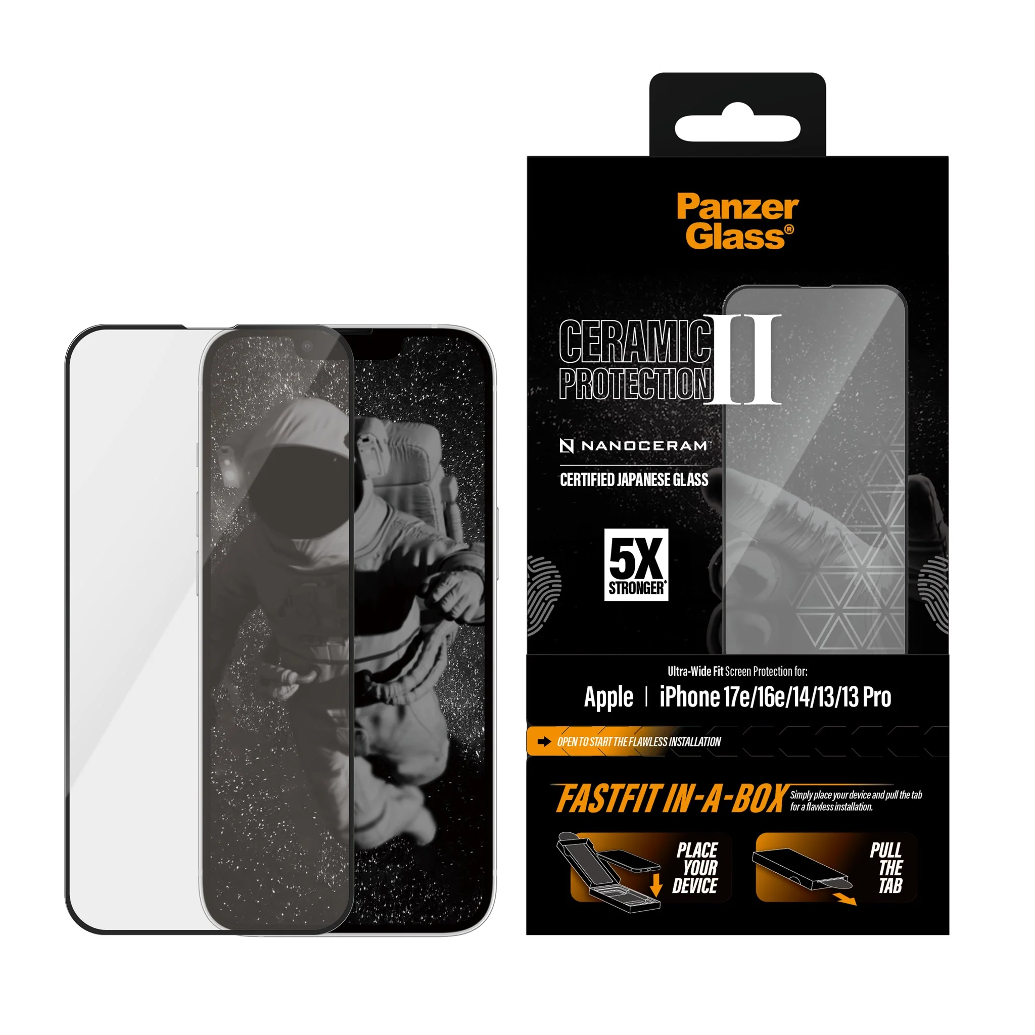PanzerGlassÂź Ceramic Screen Protector iPhone 17e |16e | 14 | 13 | 13 Pro | Ultra-Wide Fit w. FASTFIT IN-A-BOX - Image 2