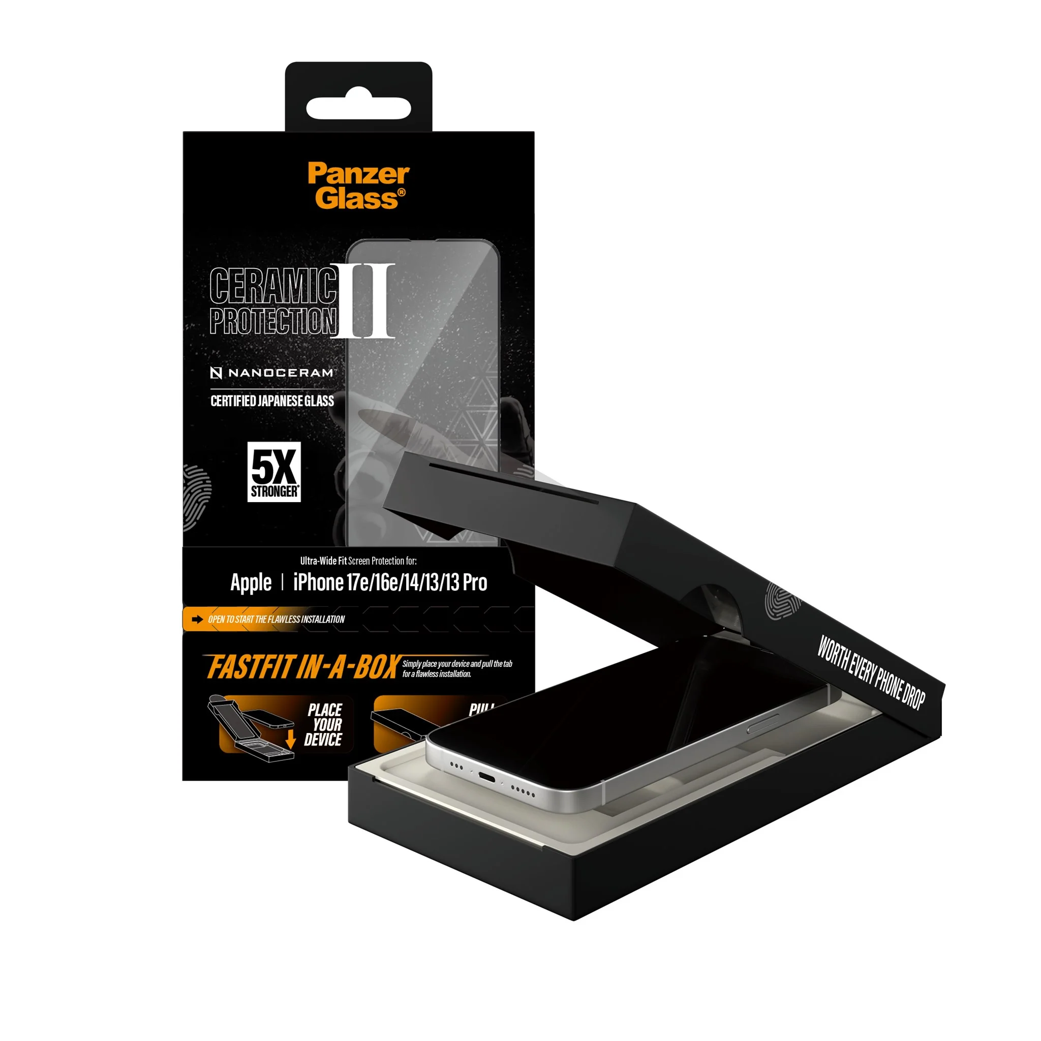 PanzerGlassÂź Ceramic Screen Protector iPhone 17e |16e | 14 | 13 | 13 Pro | Ultra-Wide Fit w. FASTFIT IN-A-BOX - Image 5