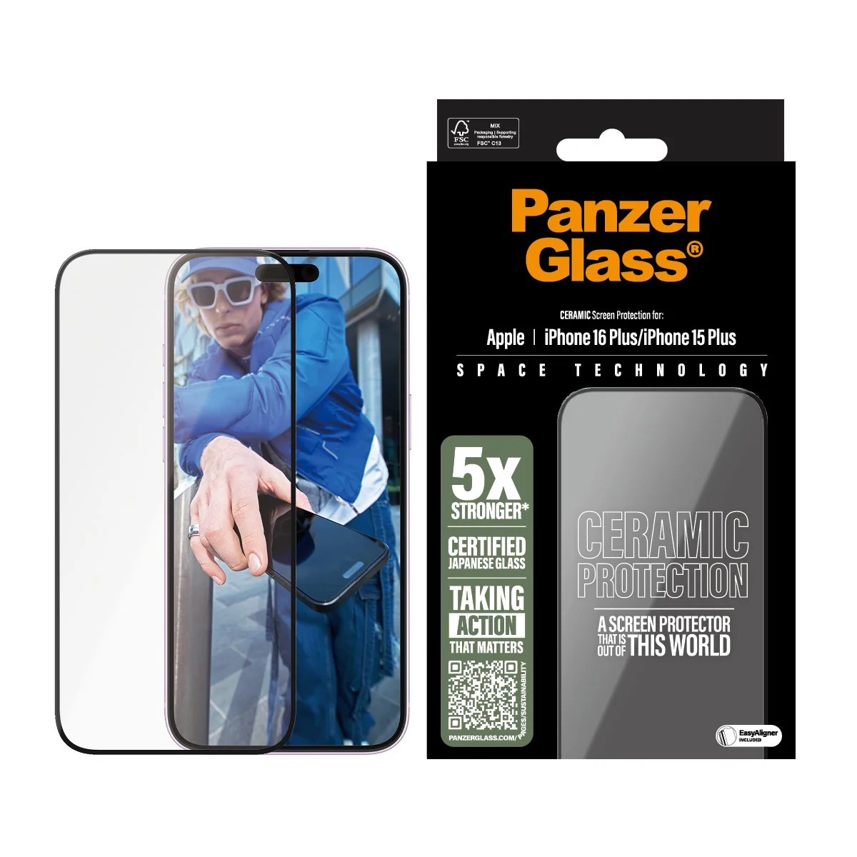 PanzerGlass® Ceramic Screen Protector iPhone 16 Plus | 15 Plus | Ultra-Wide Fit w. EasyAligner - Image 2