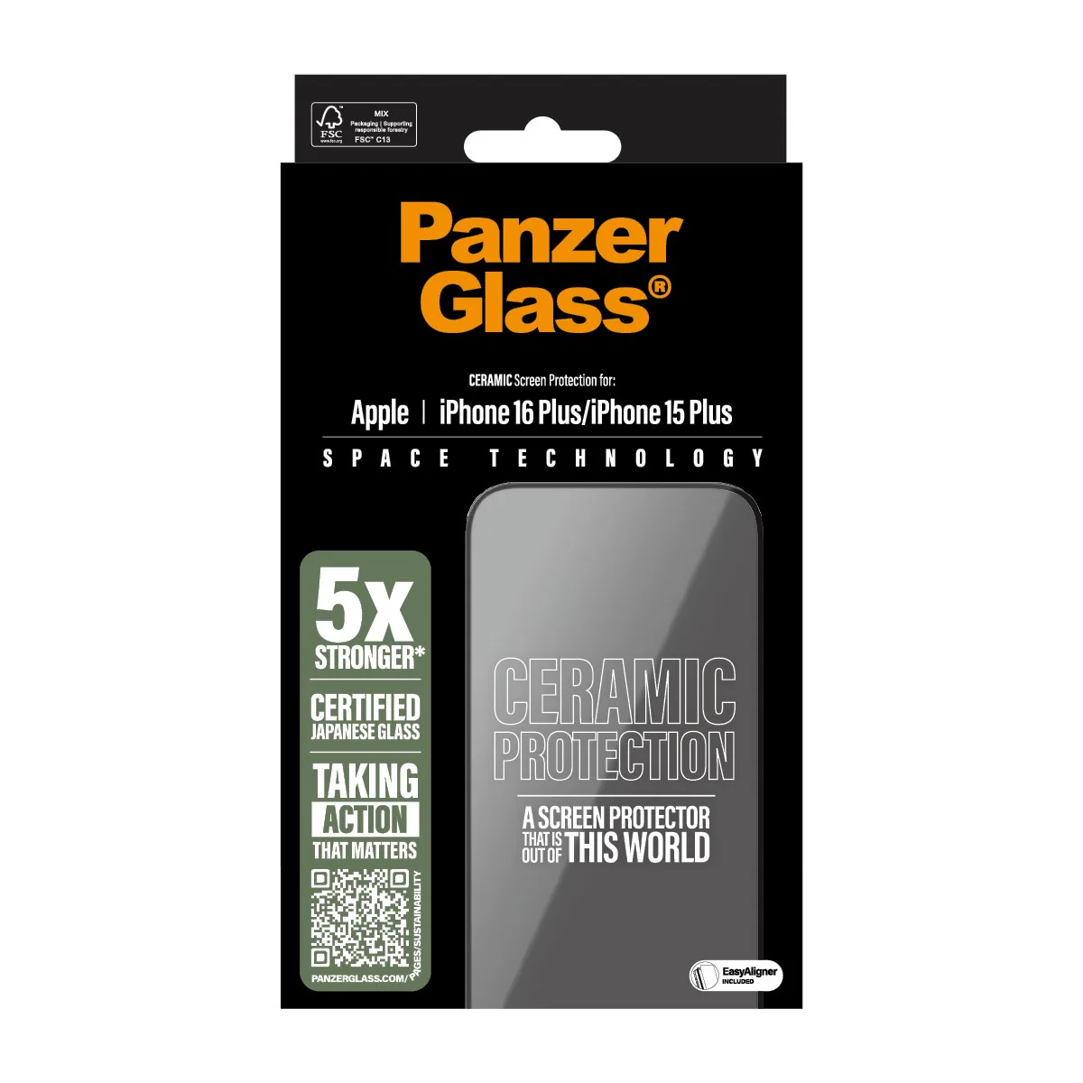 PanzerGlass® Ceramic Screen Protector iPhone 16 Plus | 15 Plus | Ultra-Wide Fit w. EasyAligner - Image 3