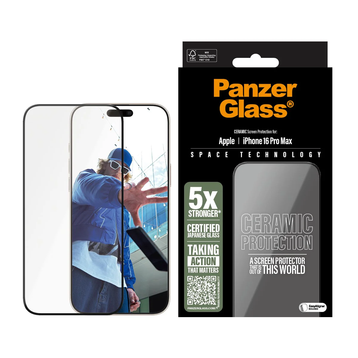 PanzerGlass® Ceramic Screen Protector iPhone 16 Pro Max | Ultra-Wide Fit w. EasyAligner - Image 2