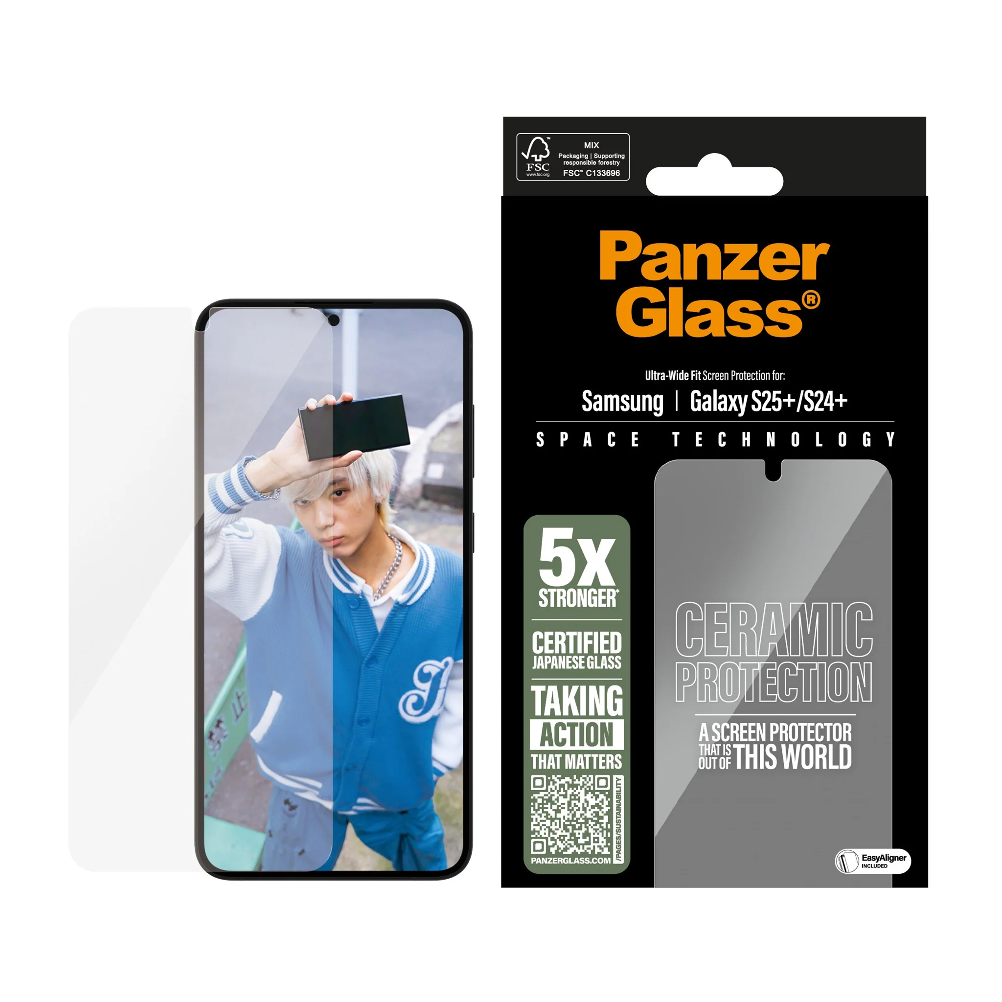 PanzerGlass® Ceramic Screen Protector Samsung Galaxy S25+ | S24+ | Ultra-Wide Fit w. EasyAligner - Image 2