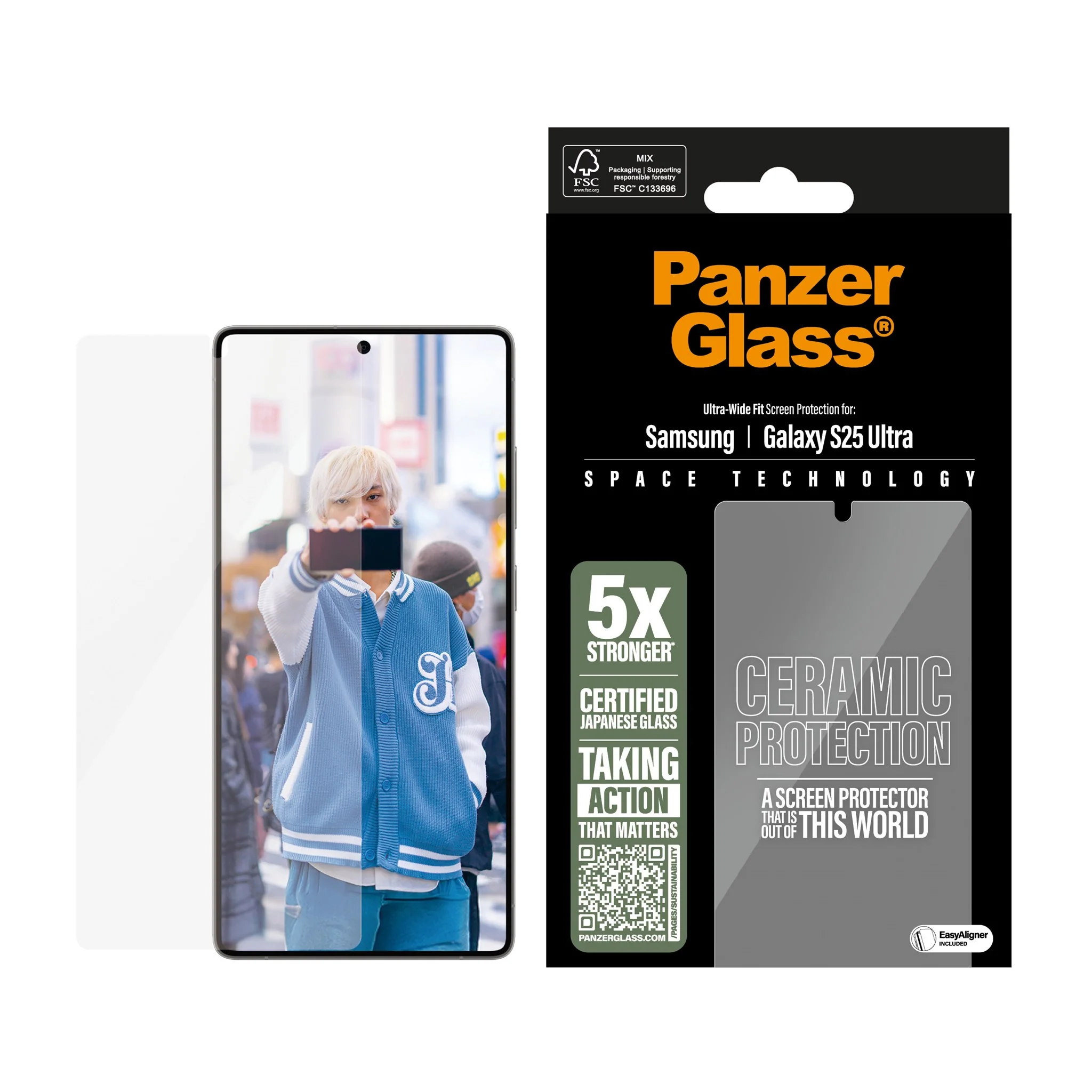 PanzerGlassÂź Ceramic Screen Protector Samsung Galaxy S25 Ultra | Ultra-Wide Fit w. EasyAligner - Image 2