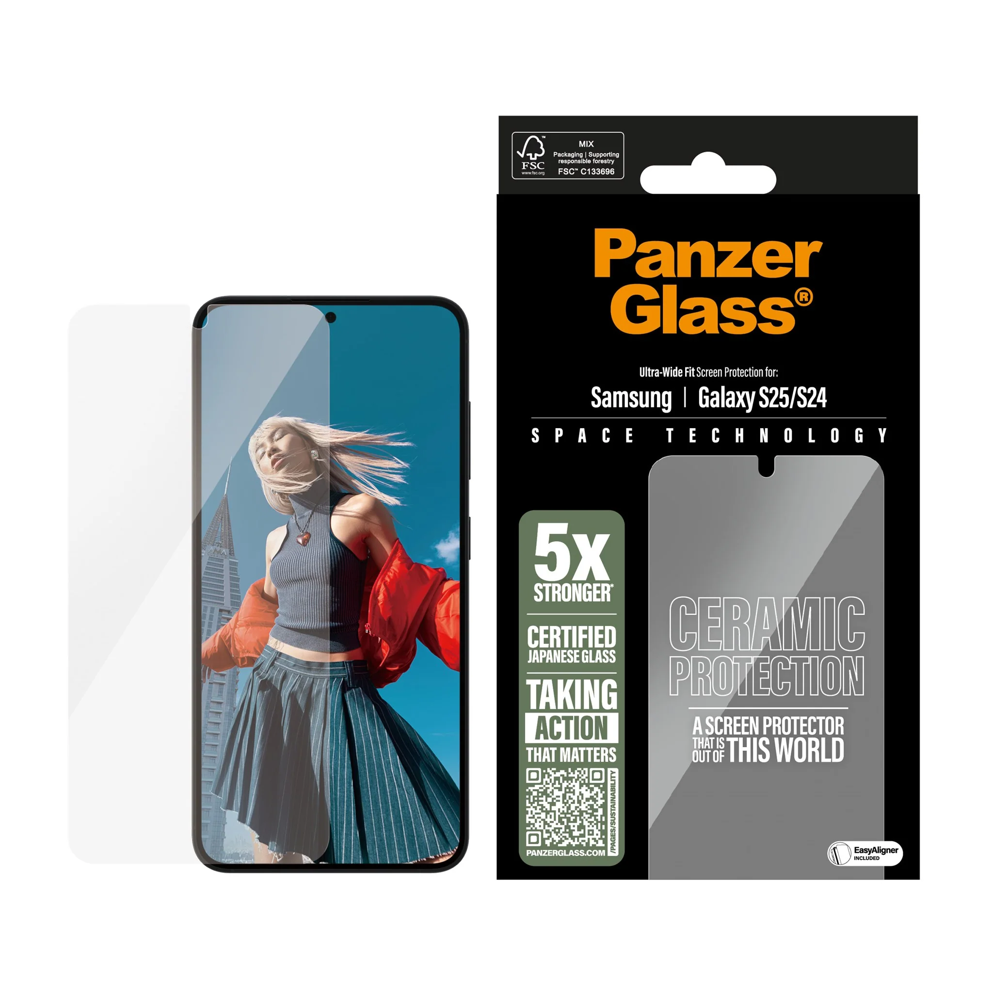 PanzerGlassÂź Ceramic Screen Protector Samsung Galaxy S25 | S24 | Ultra-Wide Fit w. EasyAligner - Image 2