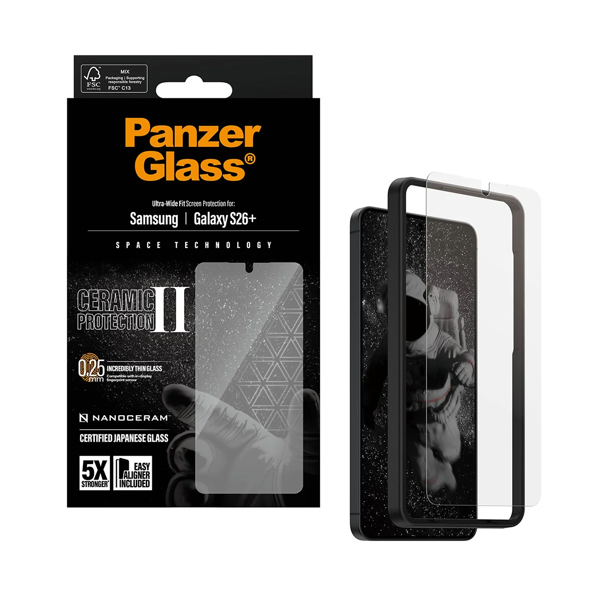 PanzerGlassÂź Ceramic Screen Protector Samsung Galaxy S26+ | Ultra-Wide Fit w. EasyAligner - Image 5