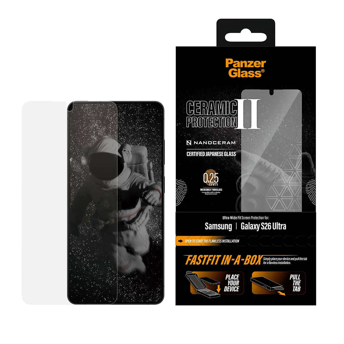 PanzerGlassÂź Ceramic Screen Protector Samsung Galaxy S26 Ultra | Ultra-Wide Fit w. FASTFIT IN-A-BOX - Image 2