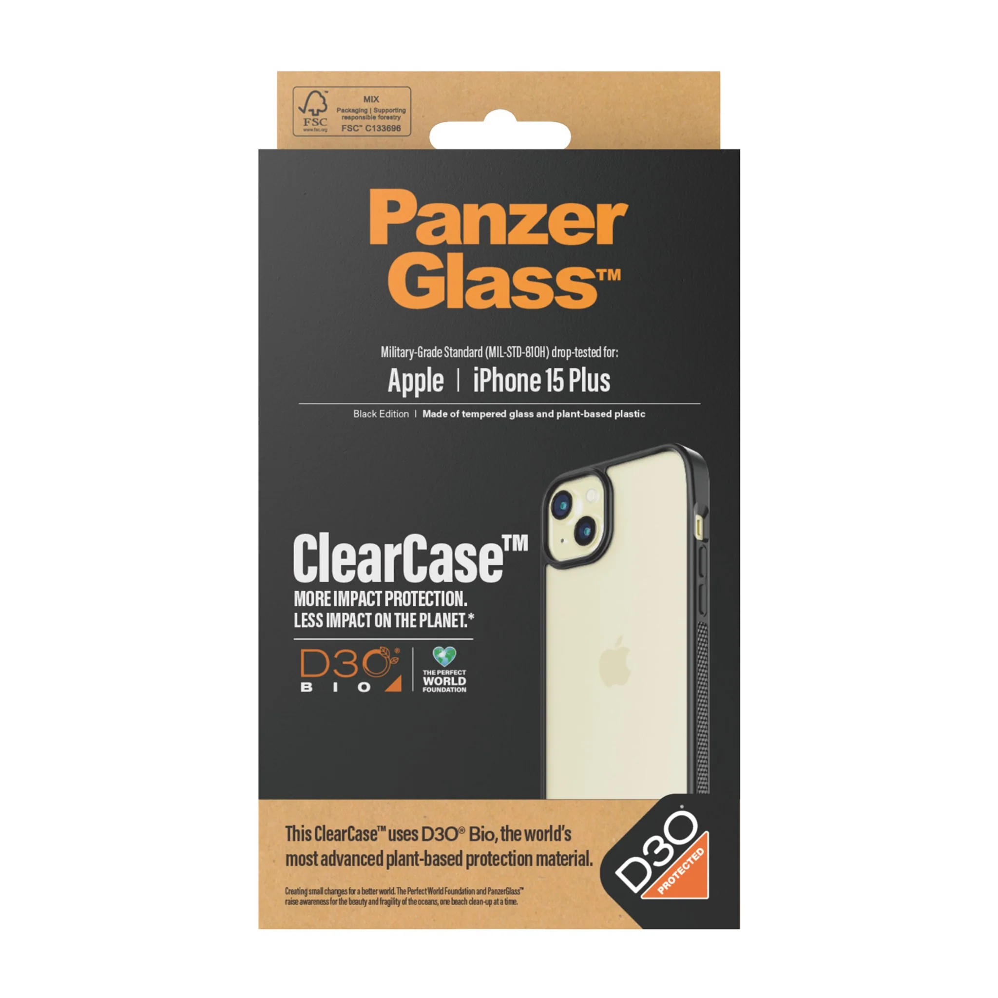 PanzerGlass® ClearCase Transparent w. Black Frame & D3O® iPhone 15 Plus - Image 3